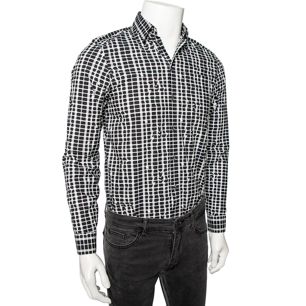 

Kenzo Black Printed Cotton Button Front Shirt