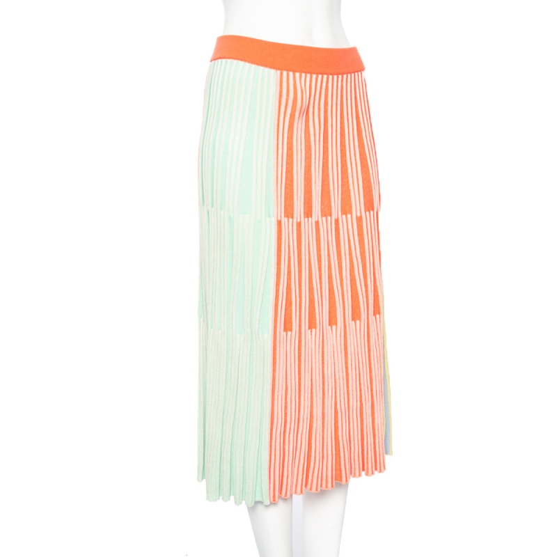 

Kenzo Multicolor Striped Rib Knit Midi Skirt