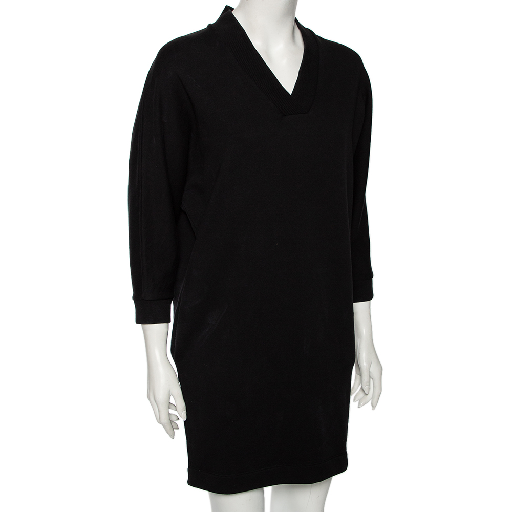 

Kenzo Black Logo Print Cotton Batwing Sleeve Sweatshirt Dress