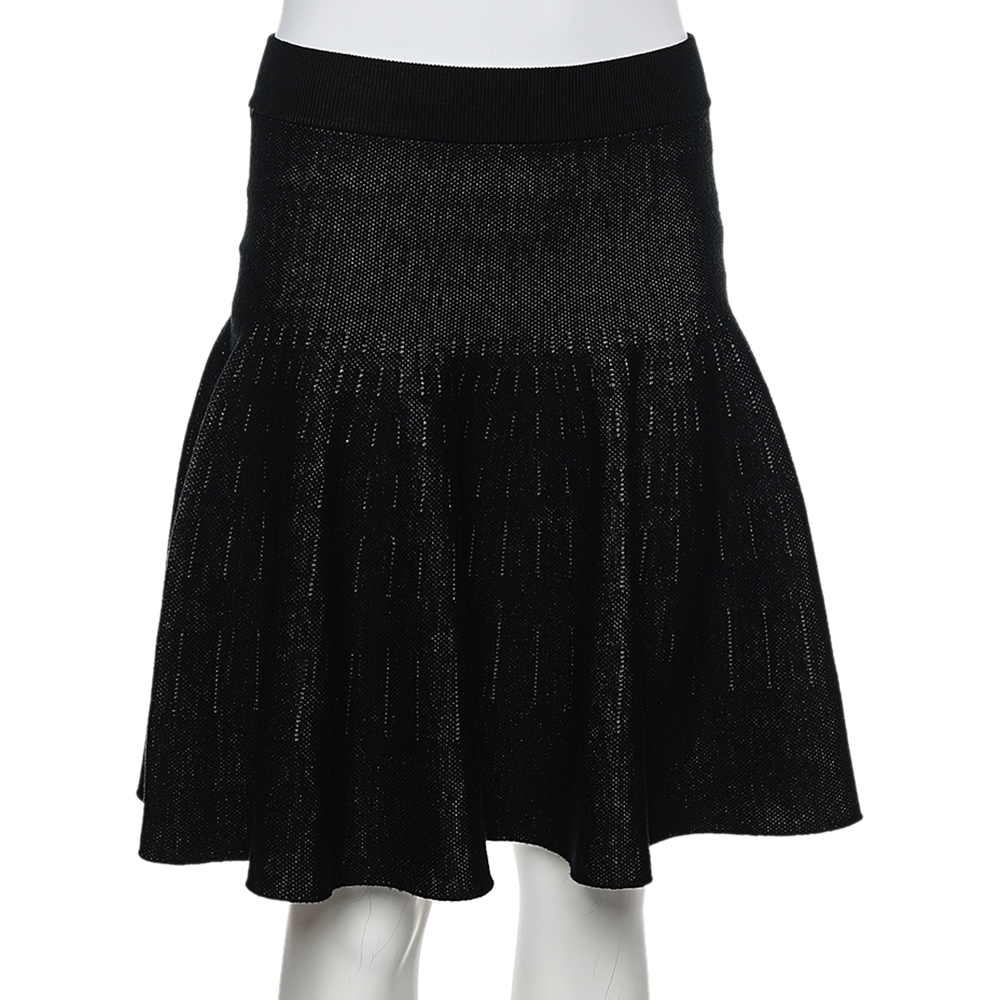 

Kenzo Black Wool & Cotton Knit Flared Mini Skirt
