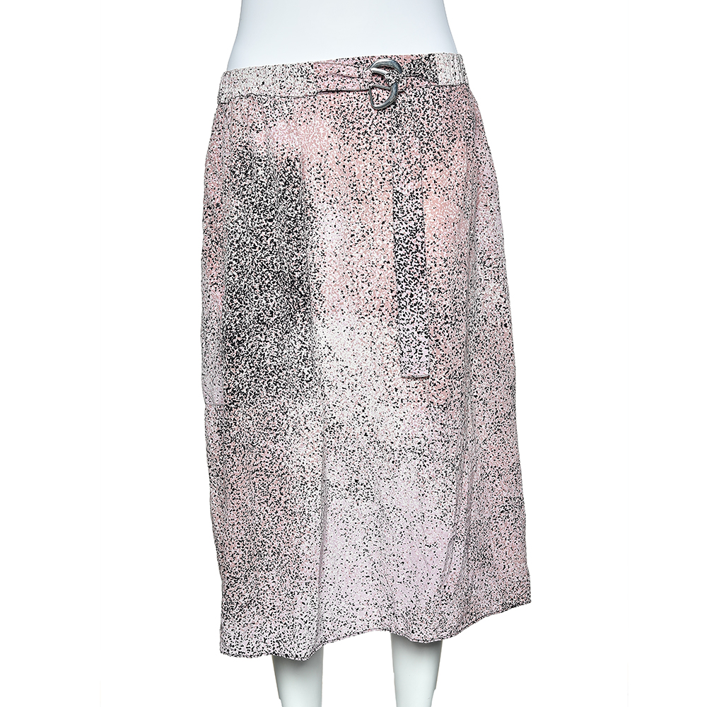 

Kenzo Pink Printed Silk Belted Midi Skirt