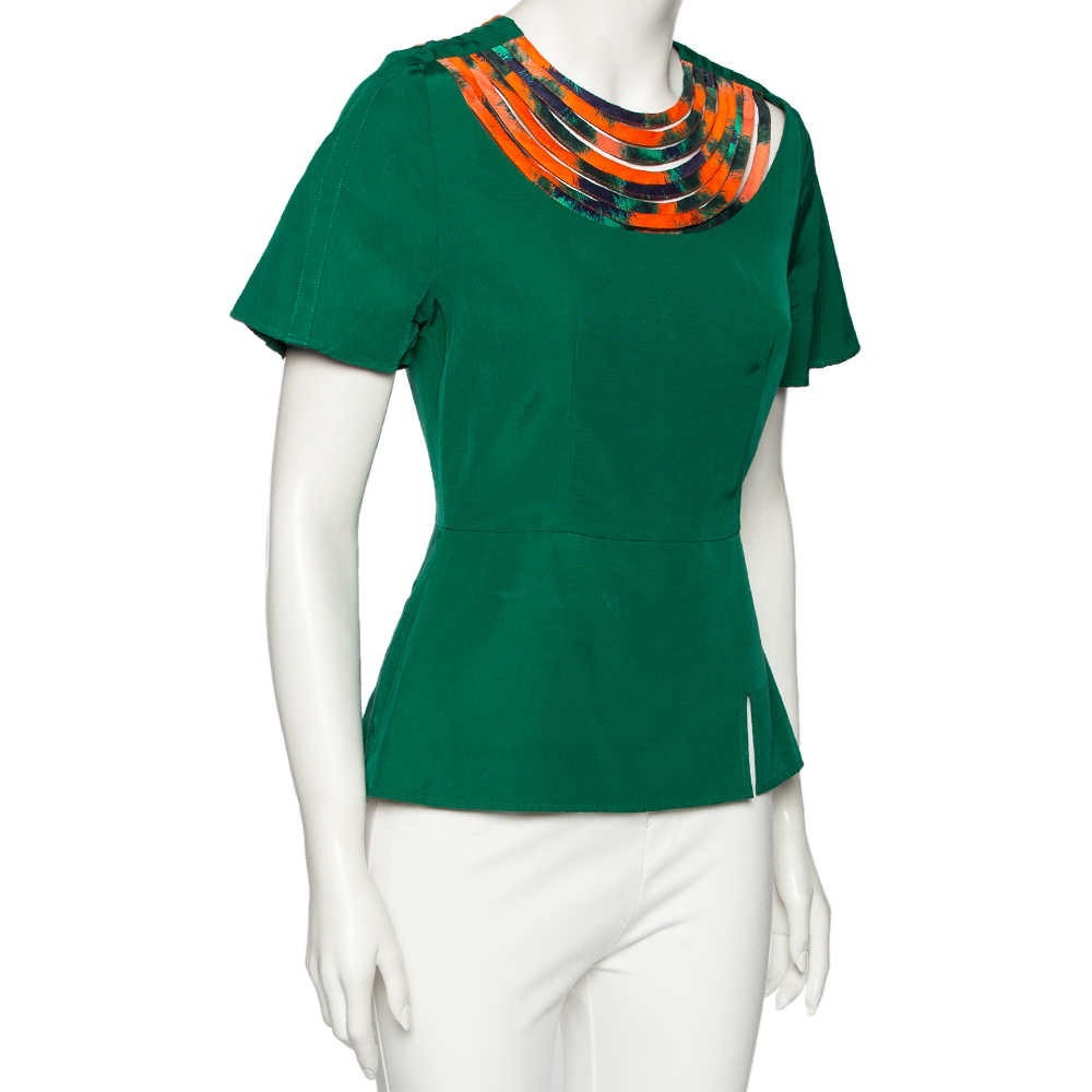 

Kenzo Green Cotton Cowl Neck Top