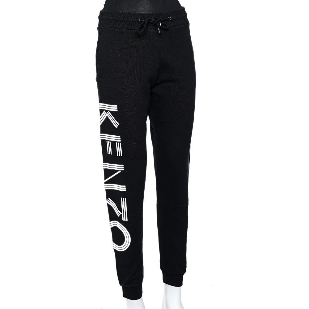 

Kenzo Black Logo Printed Knit Joggers