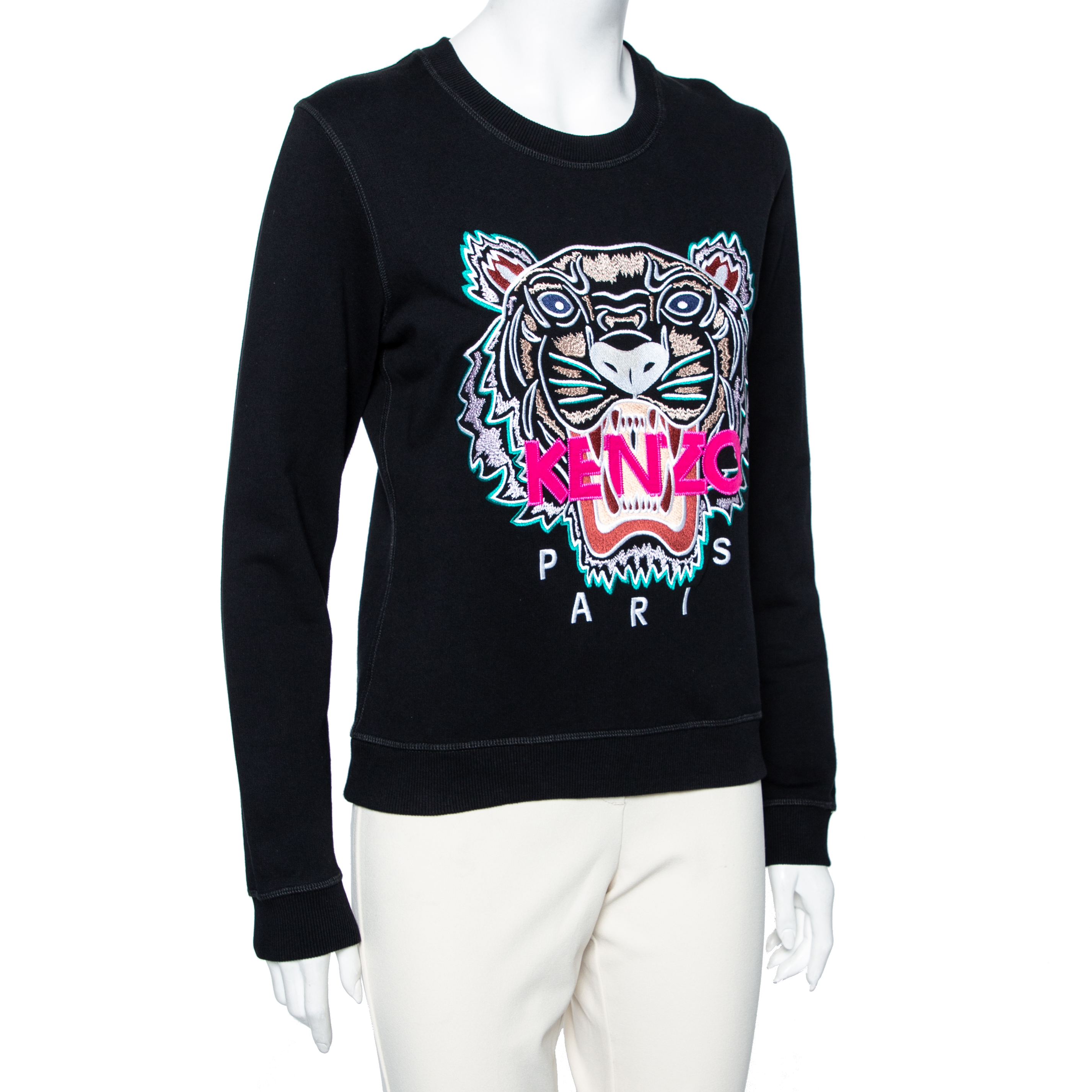

Kenzo Black Tiger Logo Embroidered Cotton Sweatshirt