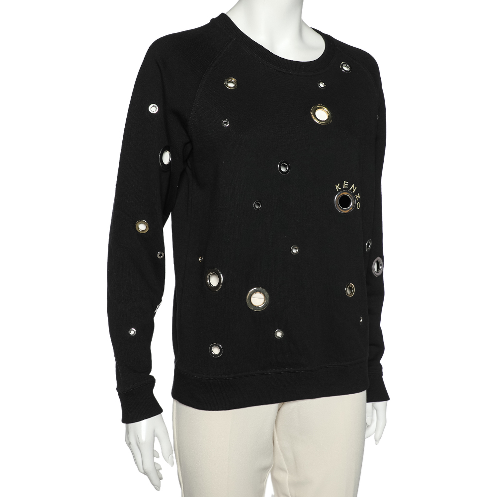 

Kenzo Black Eyelet Cotton Knit Sweatshirt
