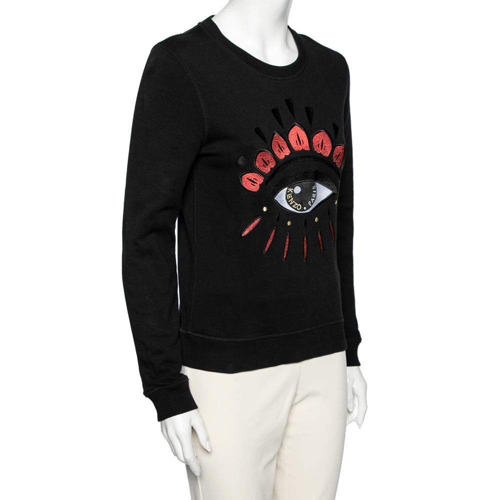 

Kenzo Black Cotton Eye Embroidered Sweatshirt