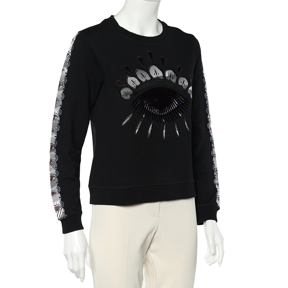 

Kenzo Black Eye Embroidered Cotton Knit Sweatshirt