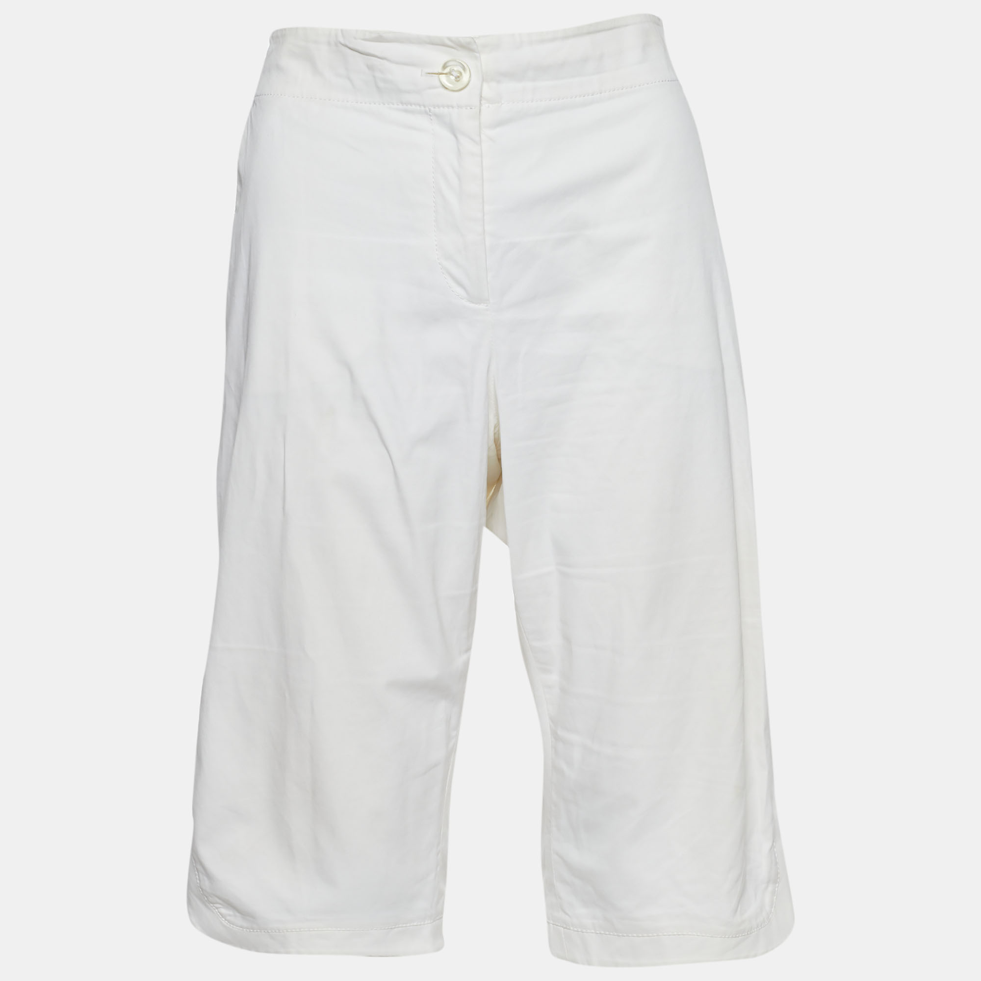 Pre-owned Kenzo Ivory Cotton Long Shorts L In White