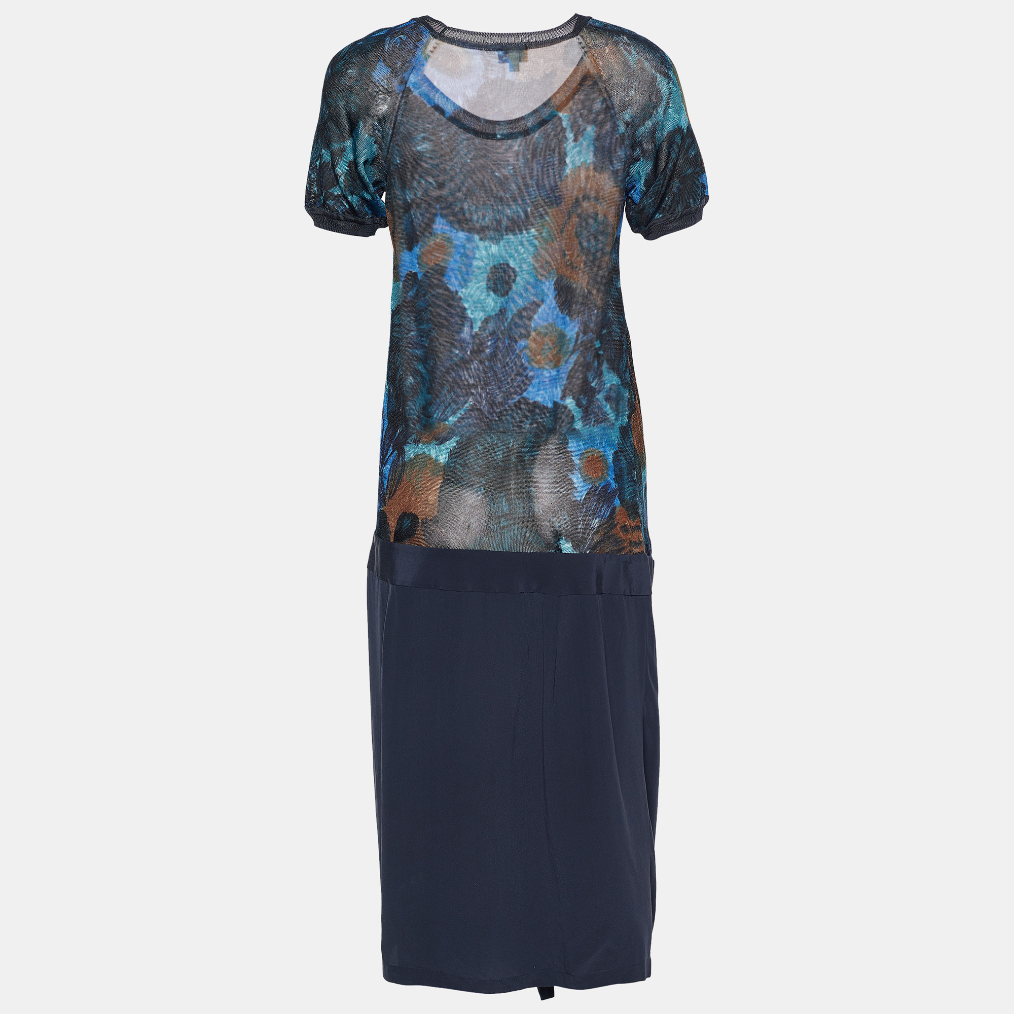 

Kenzo Floral Print Knit Bodice Faux Wrap Dress, Blue