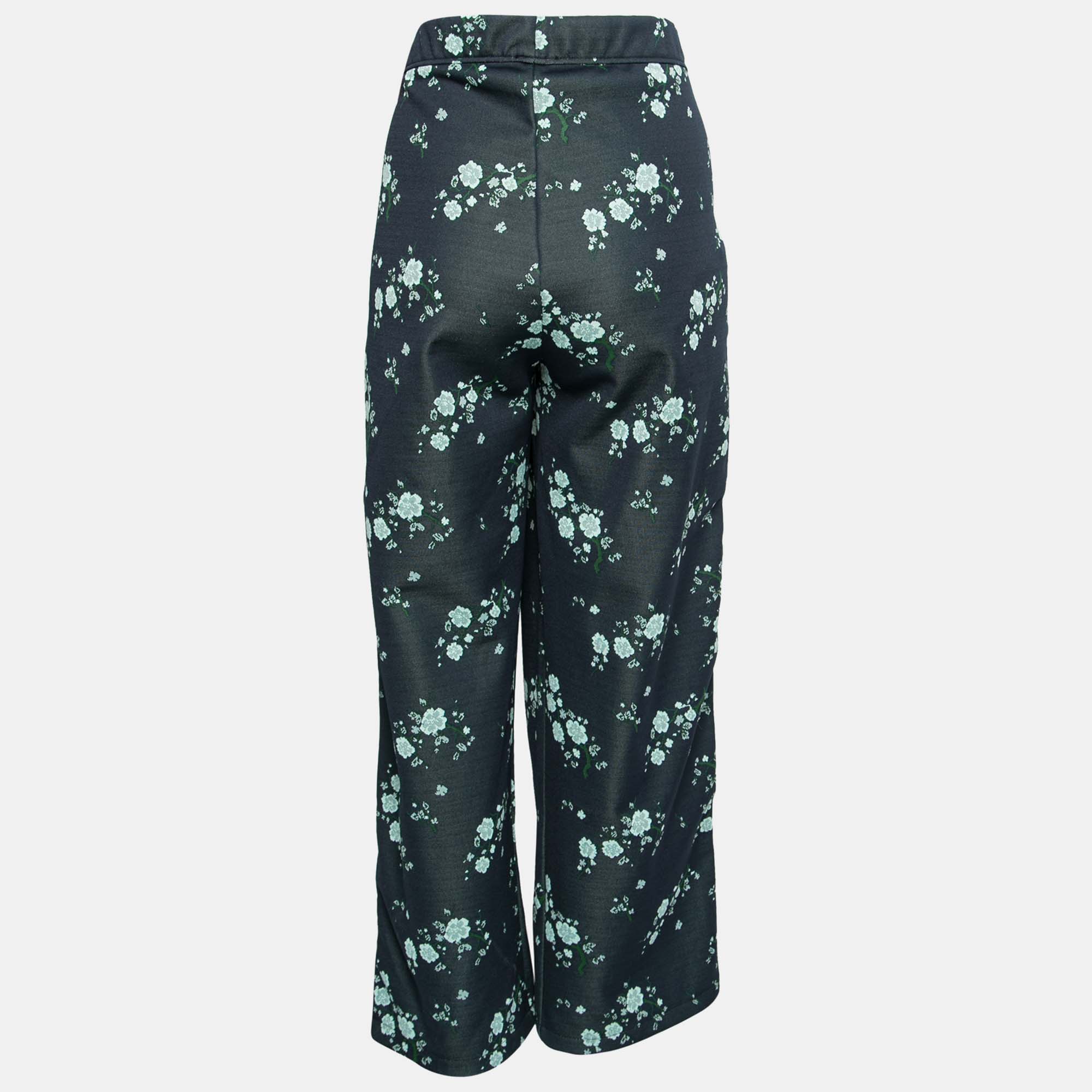 

Kenzo Navy Blue Floral Embroidered Side Logo Tape Pants