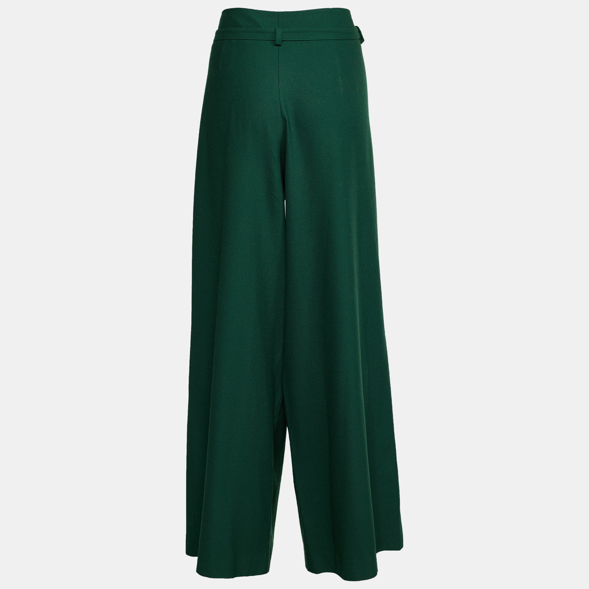 

Kenzo Green Wool Wide Leg Trousers