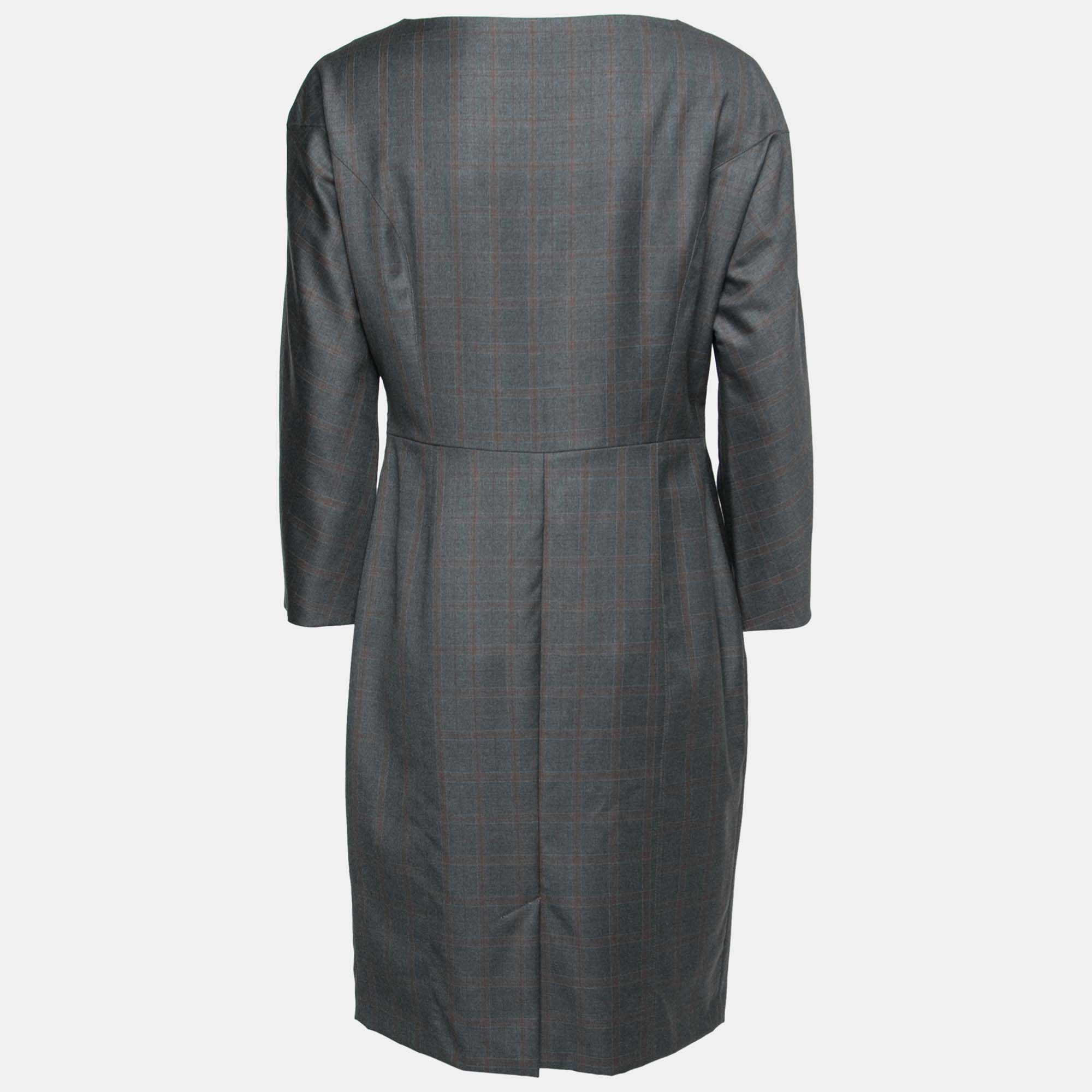 

Kenzo Grey Plaid Wool Sheath Dress