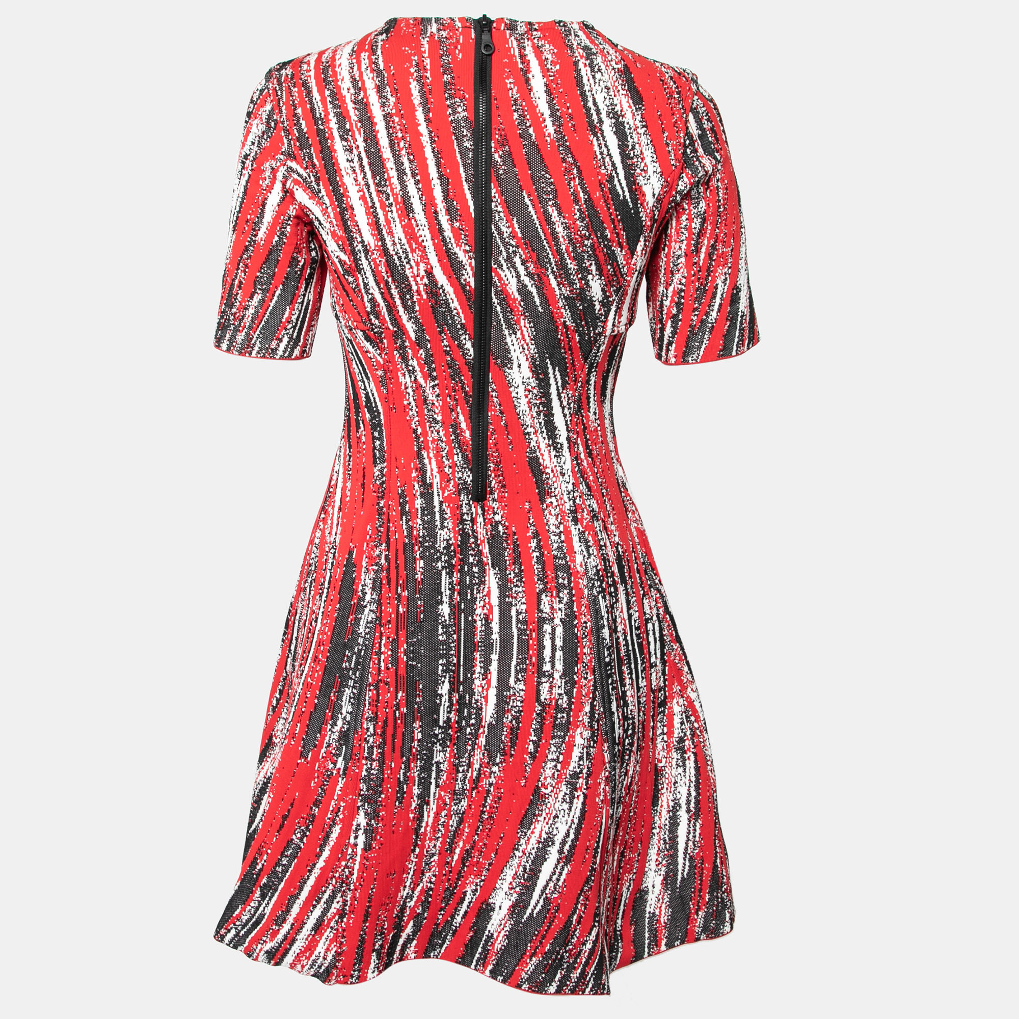 

Kenzo Red Knit High Waves Flared Midi Dress