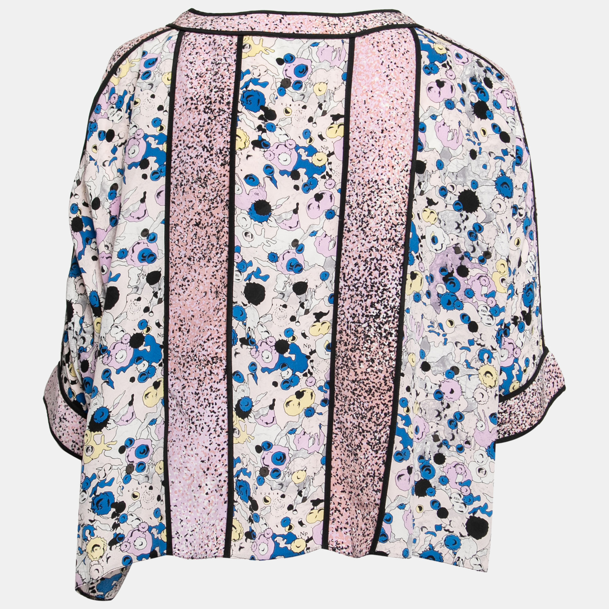 

Kenzo Purple Printed Silk Round Neck Blouse