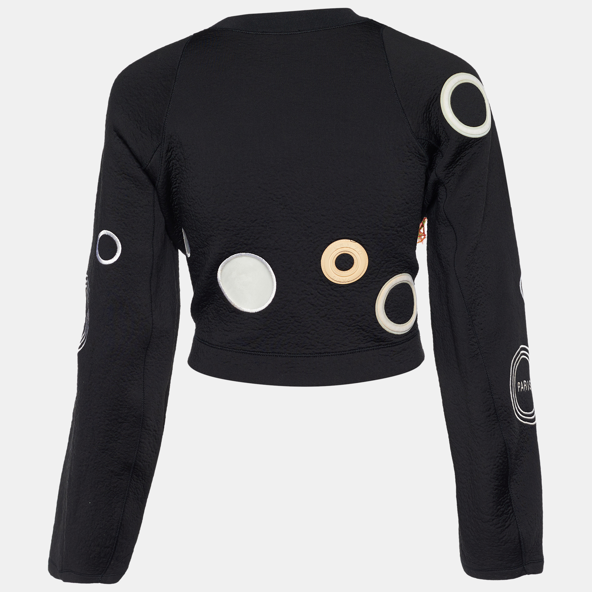 

Kenzo Black Cotton Mesh Embroidered Detail Cropped Sweatshirt