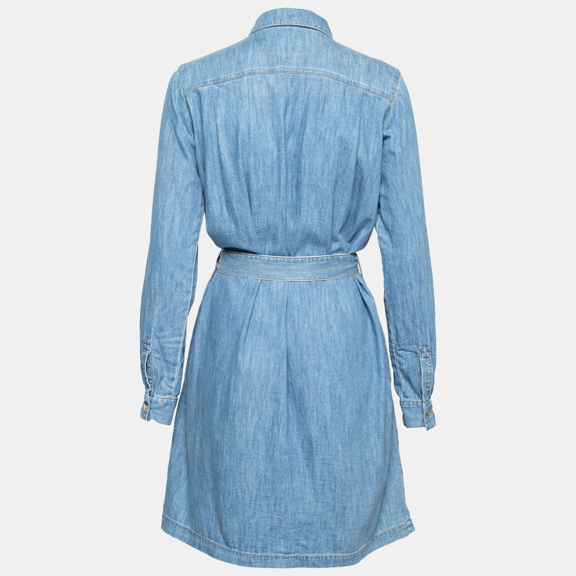 

Kenzo Blue Washed Denim Tiger Embroidered Shirt Dress