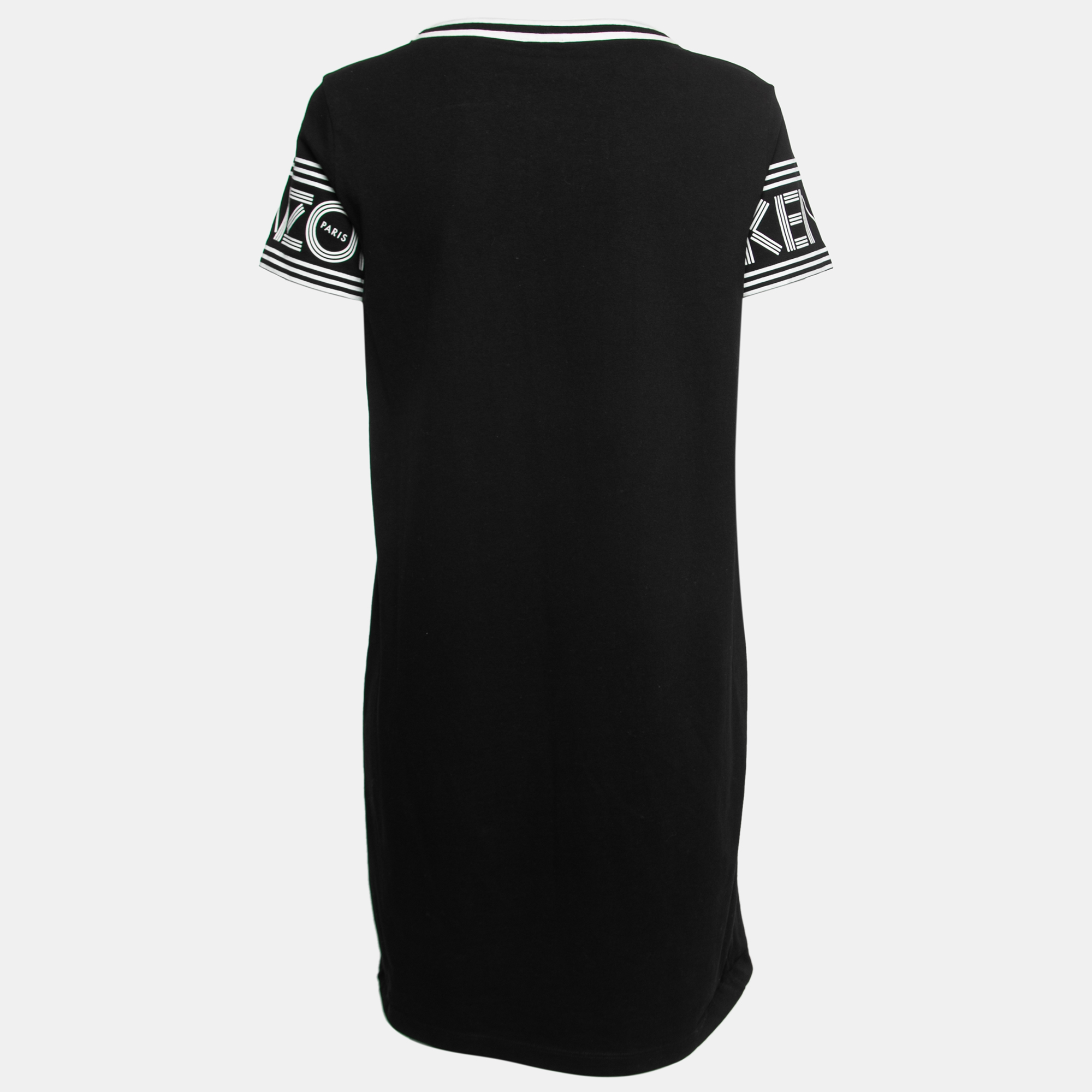 

Kenzo Black Cotton Knit Logo Print Midi Dress