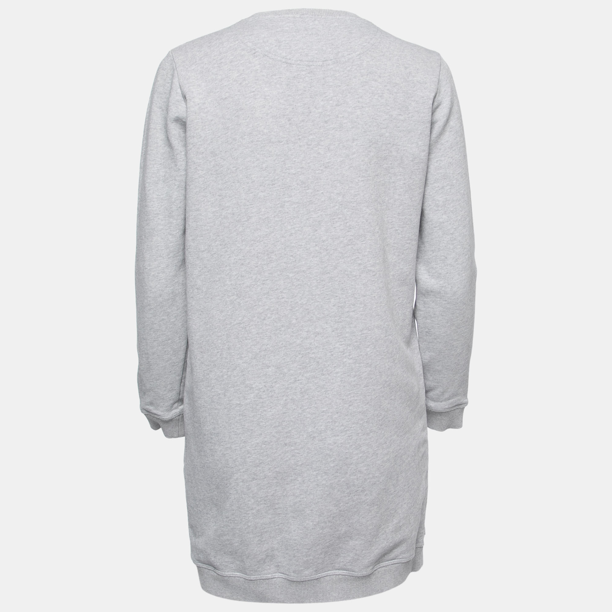 

Kenzo Grey Cotton Knit Evil Eye Embroidered Long Sweatshirt