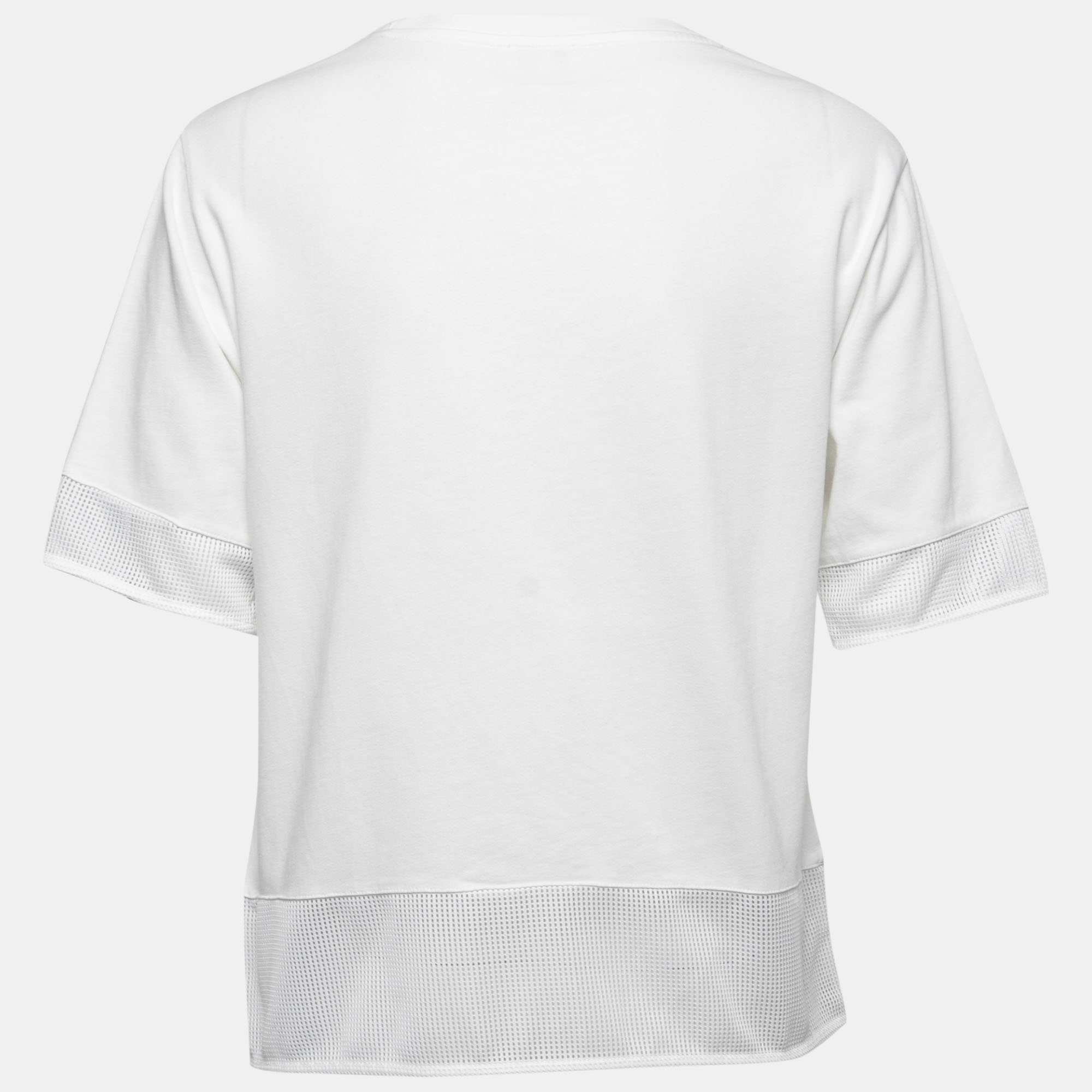 

Kenzo White Cotton & Mesh Contrast Logo T-Shirt