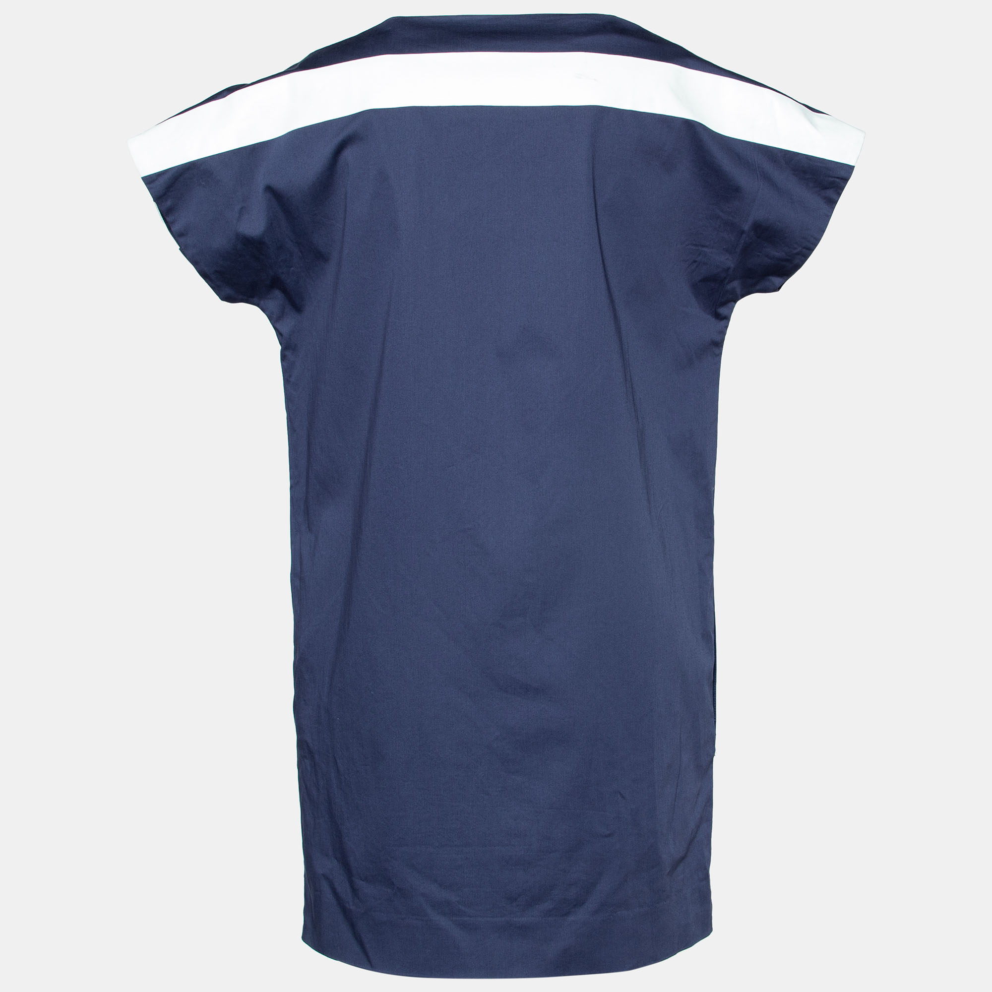 

Kenzo Navy Blue & White Striped Cotton Shift Dress