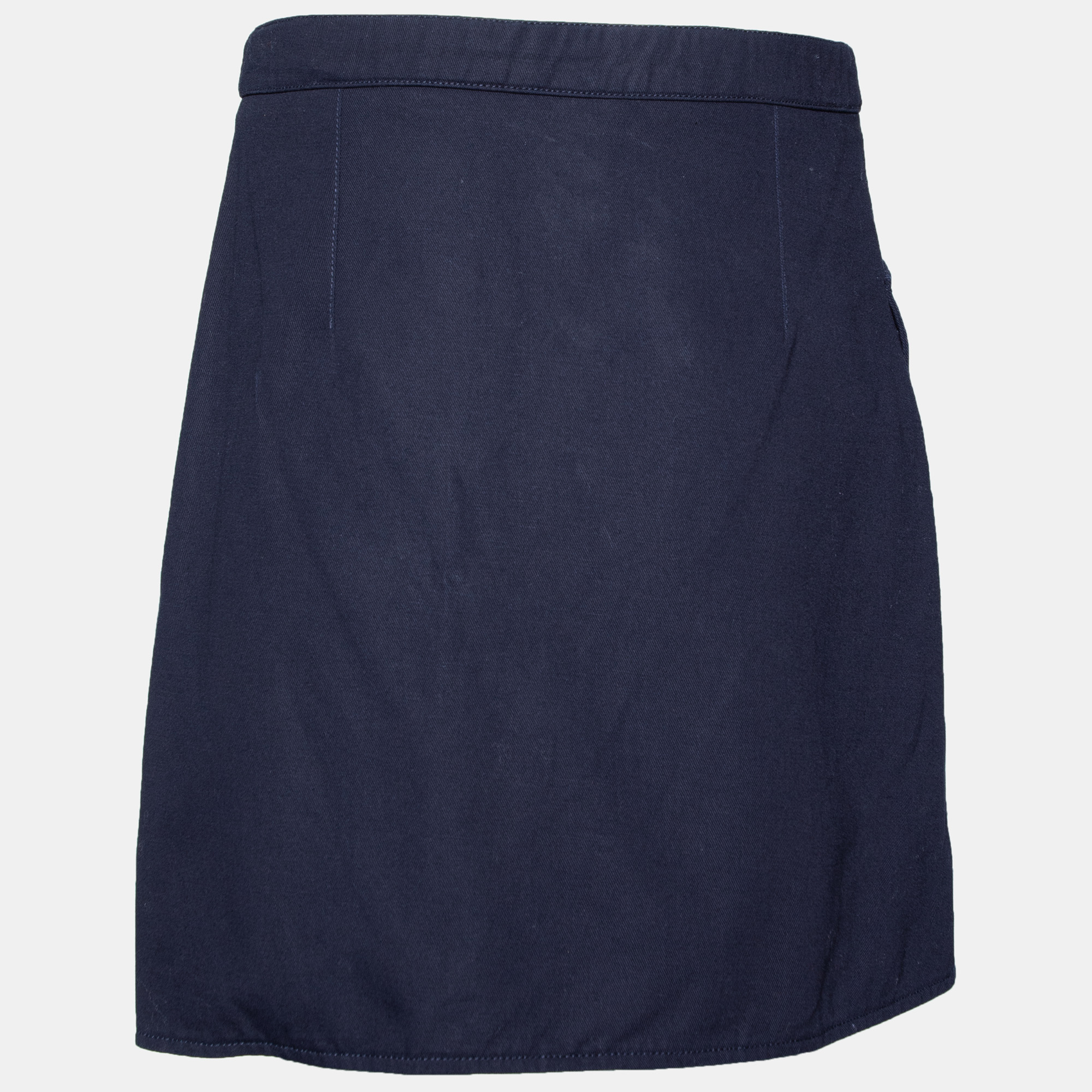 

Kenzo Navy Blue Cotton Wrap Buckle Skirt