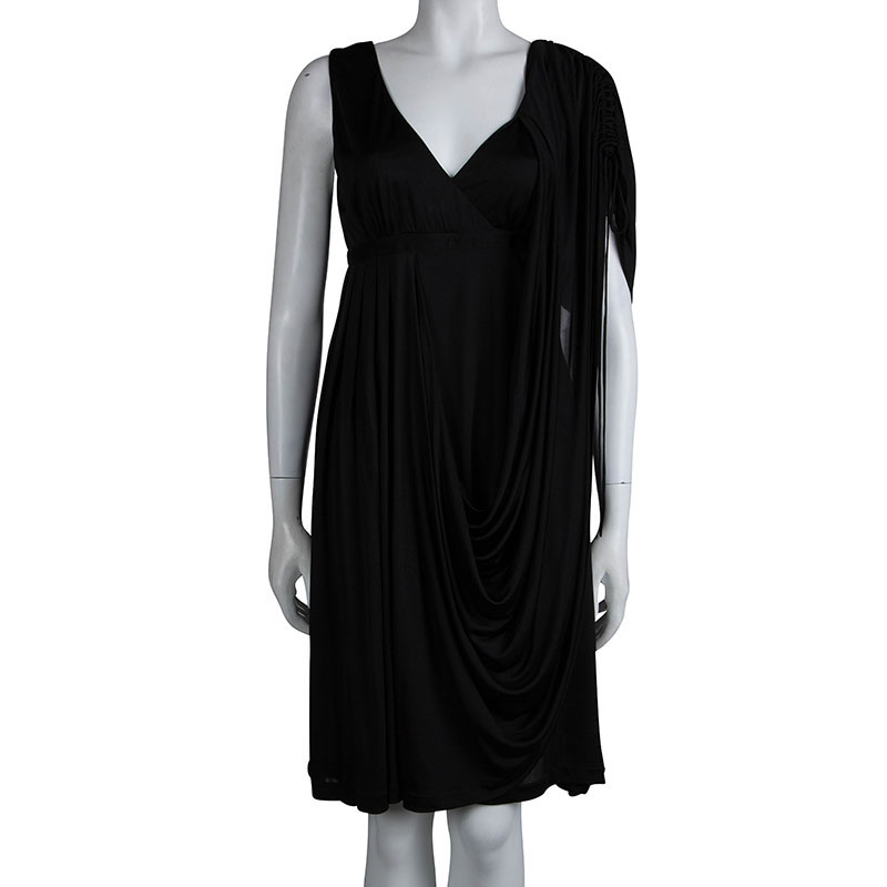 

Kenzo Black Knit Draped Sleeveless Dress