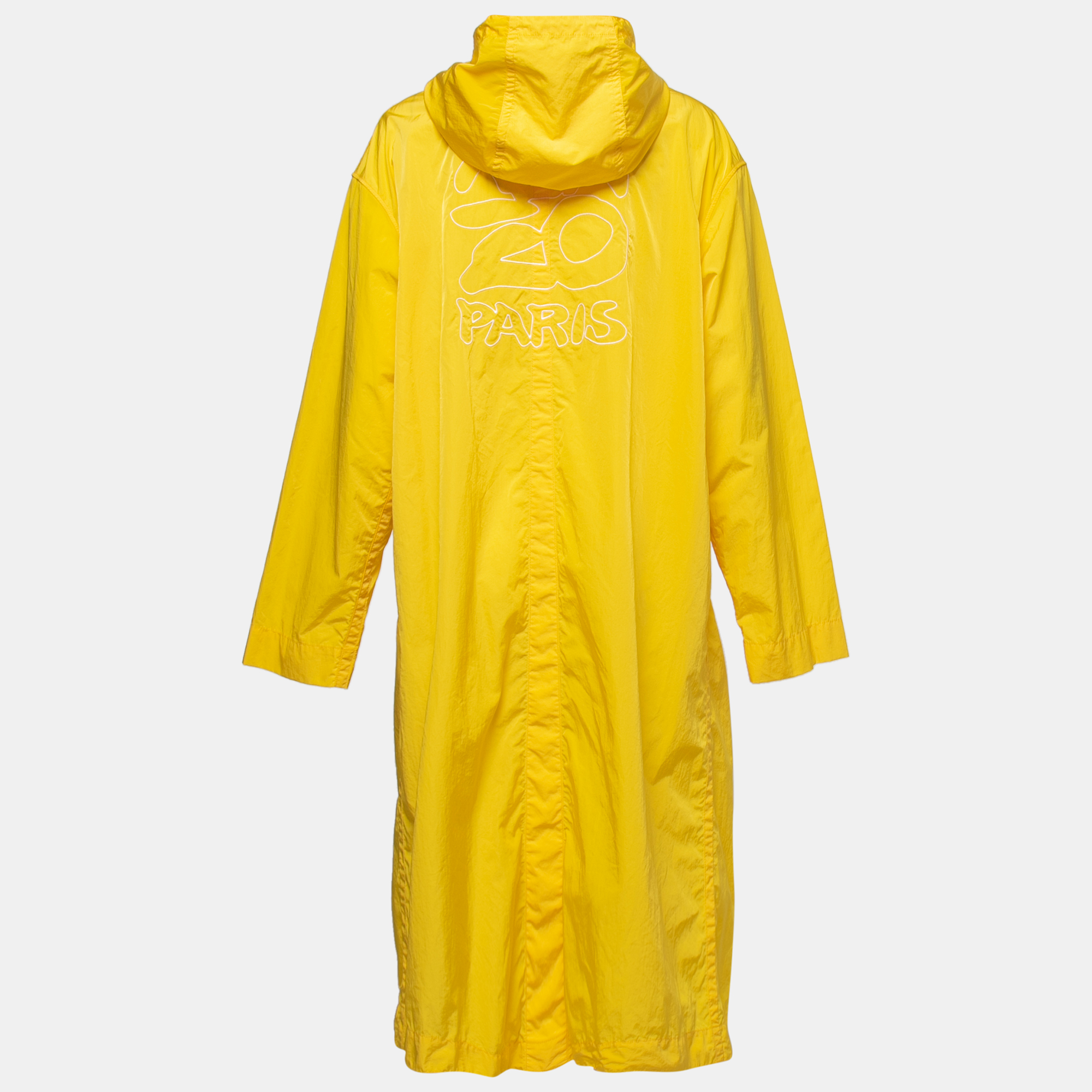 

Kenzo Yellow Synthetic Logo Embroidered Hooded Rain Coat