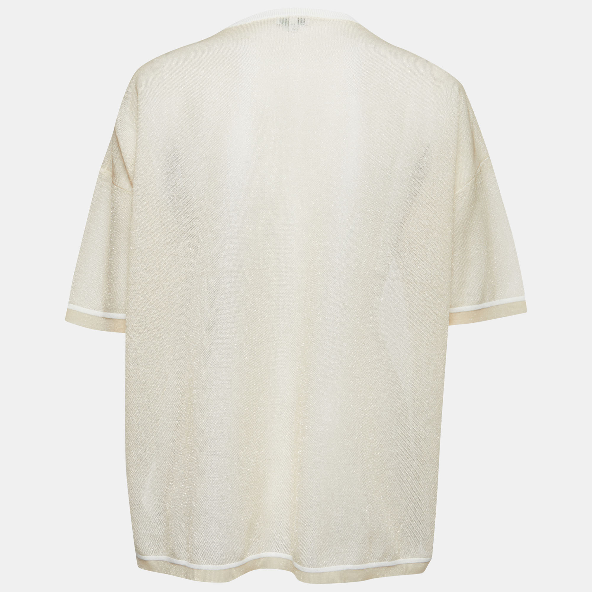 

Kenzo Beige Tiger Motif Lurex Knit T-Shirt