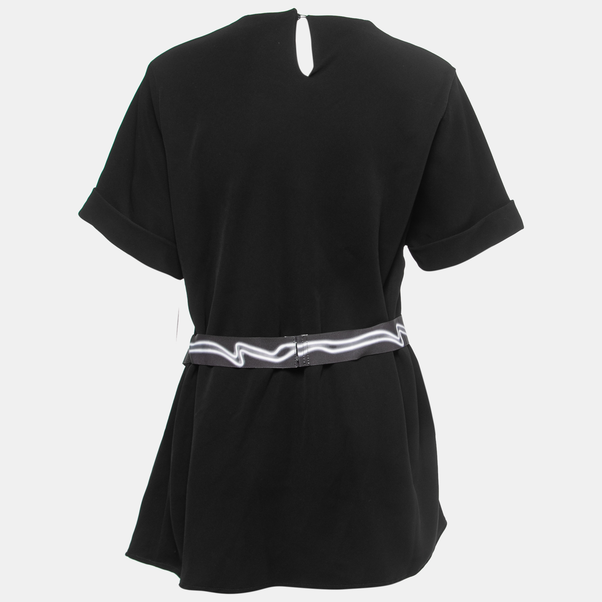 

Kenzo Black Crepe Short Sleeve Draped Tunic