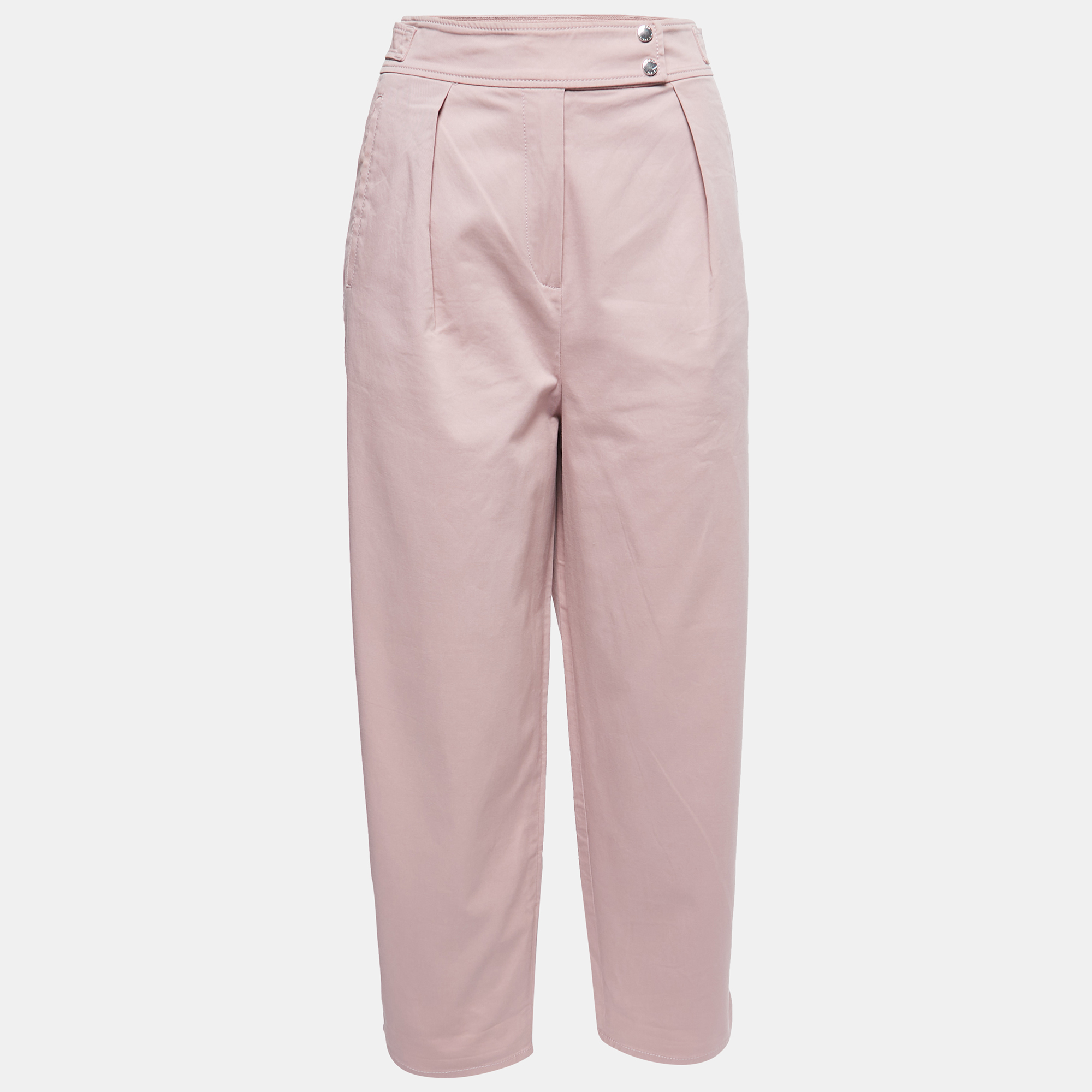Pre-owned Kenzo Dusty Pink Cotton Twill Pleated Trousers S