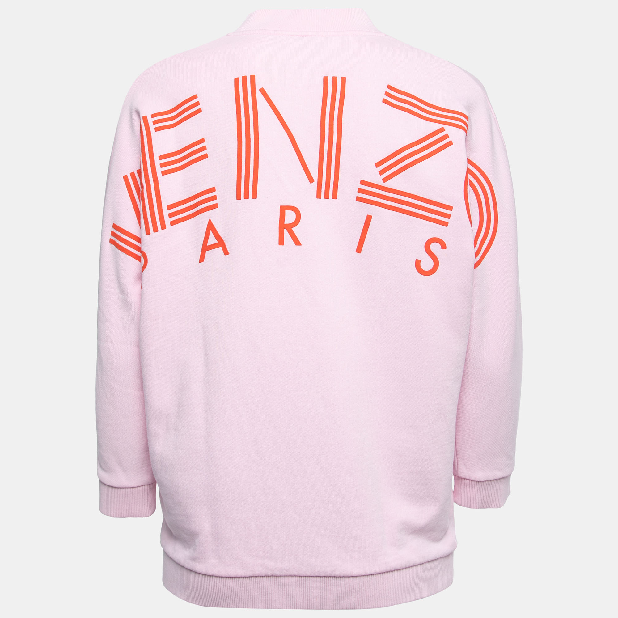 

Kenzo Pink Logo Print Cotton Knit V-Neck Sweatshirt