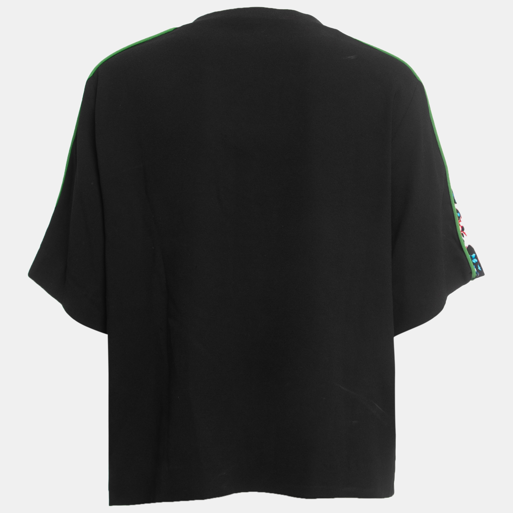 

Kenzo Black Logo Embroidered Crepe Crew Neck Relaxed Fit T-Shirt