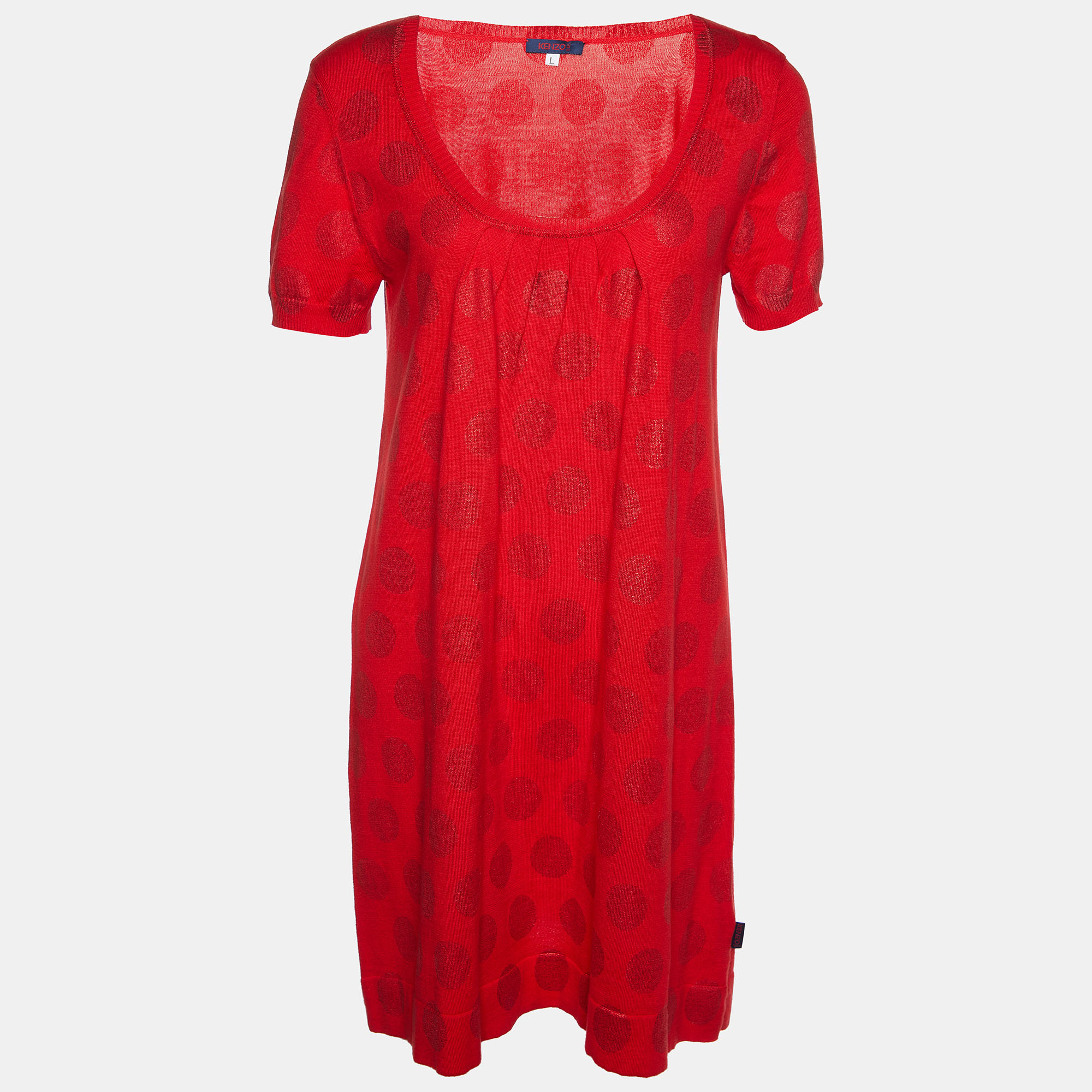 Pre-owned Red Lurex Polka Cotton Knit Mini Dress L