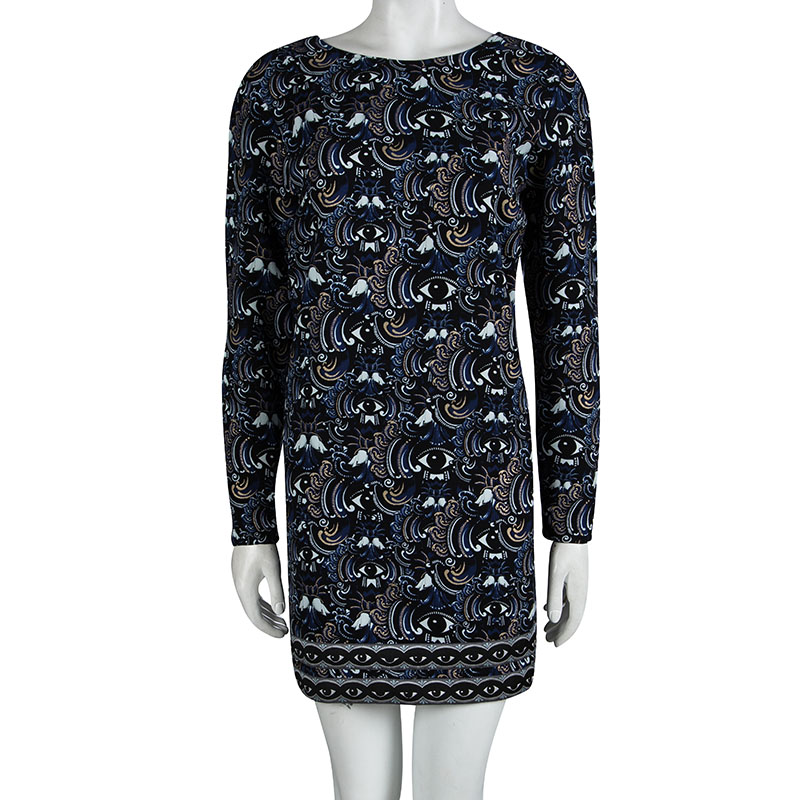 

Kenzo Blue Eye Print Detail Long Sleeve Dress