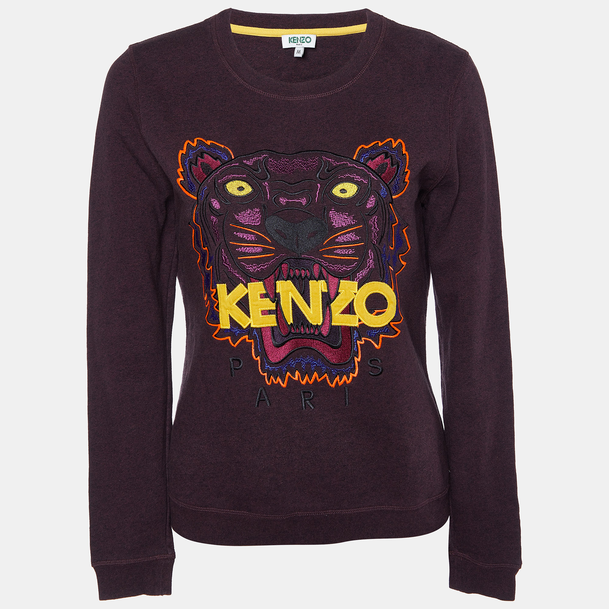 

Kenzo Burgundy Melange Cotton Tiger Embroidered Sweatshirt