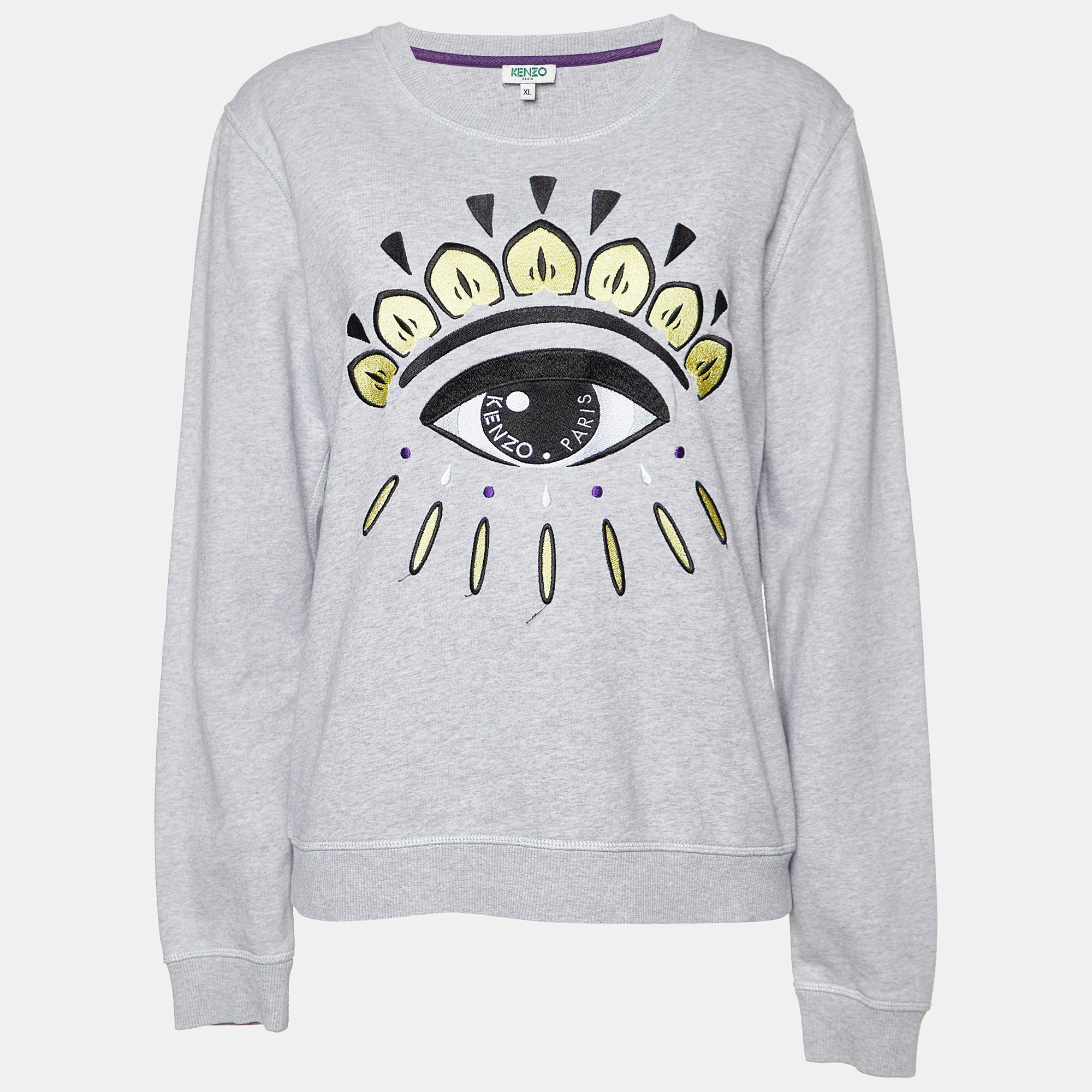 

Kenzo Grey Cotton Eye Embroidered Sweatshirt