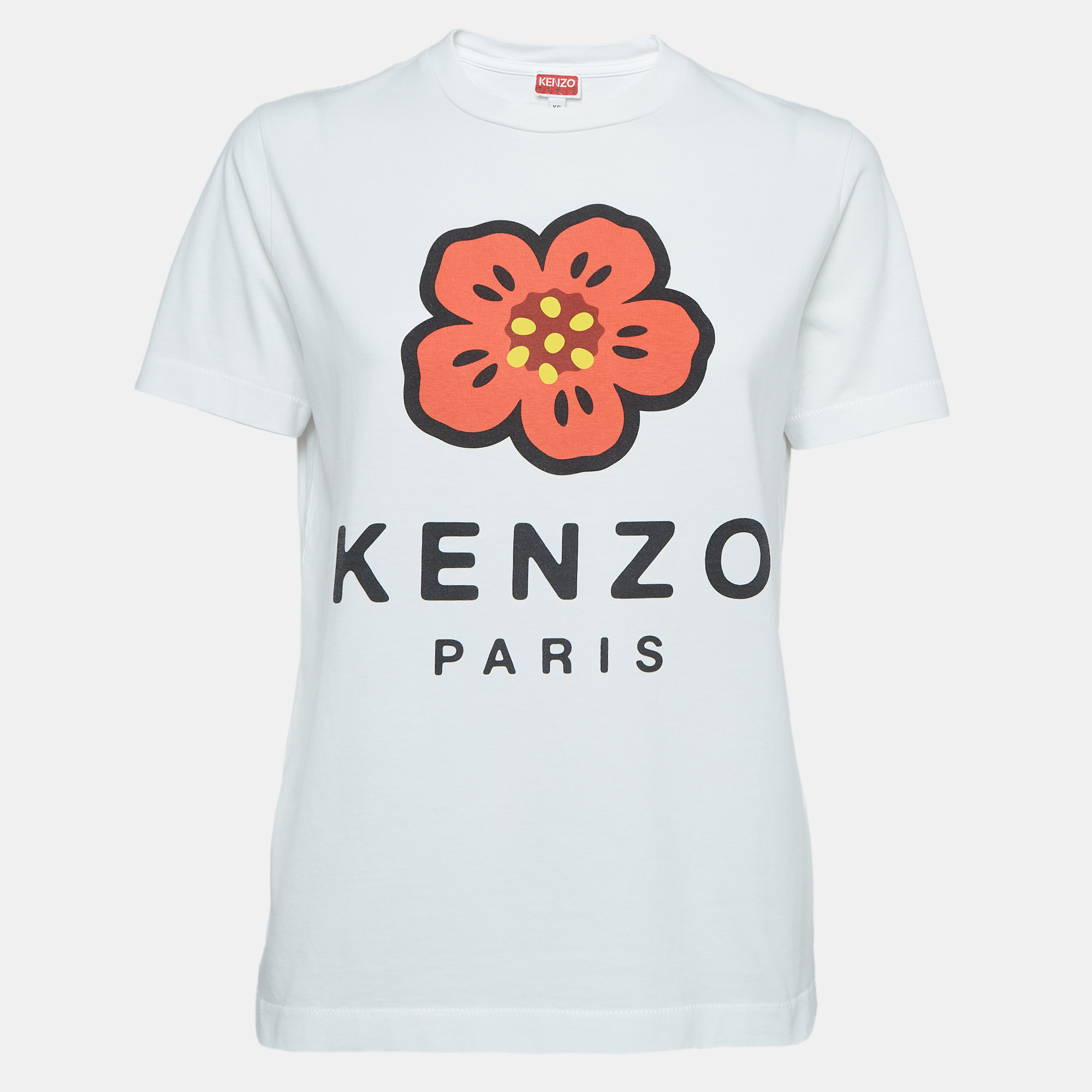 

Kenzo White Printed Cotton Knit Top XS