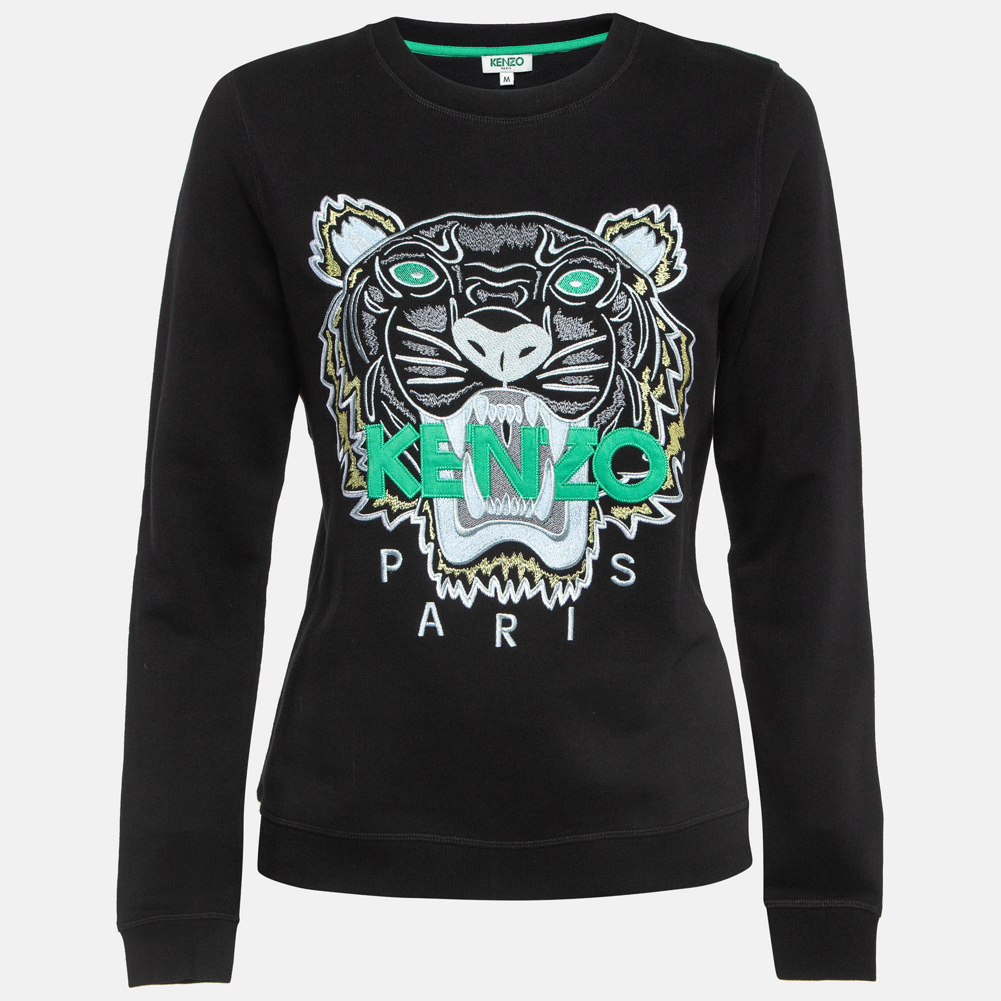 

Kenzo Black Logo Tiger Embroidered Cotton Sweatshirt M