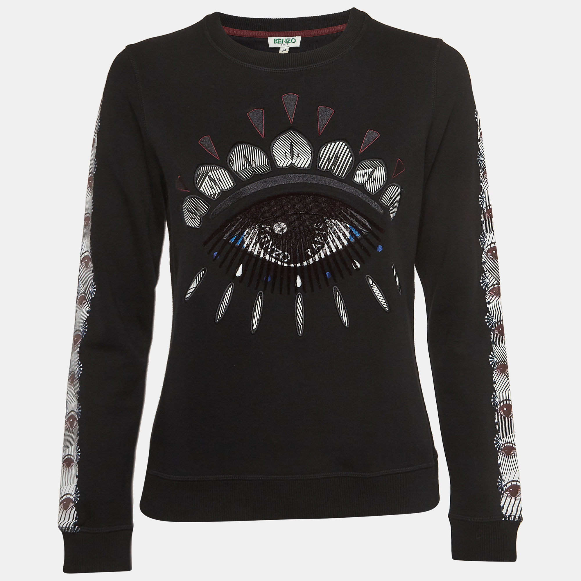 

Kenzo Black Evil Eye Embroidered & Printed Cotton Knit Sweatshirt M