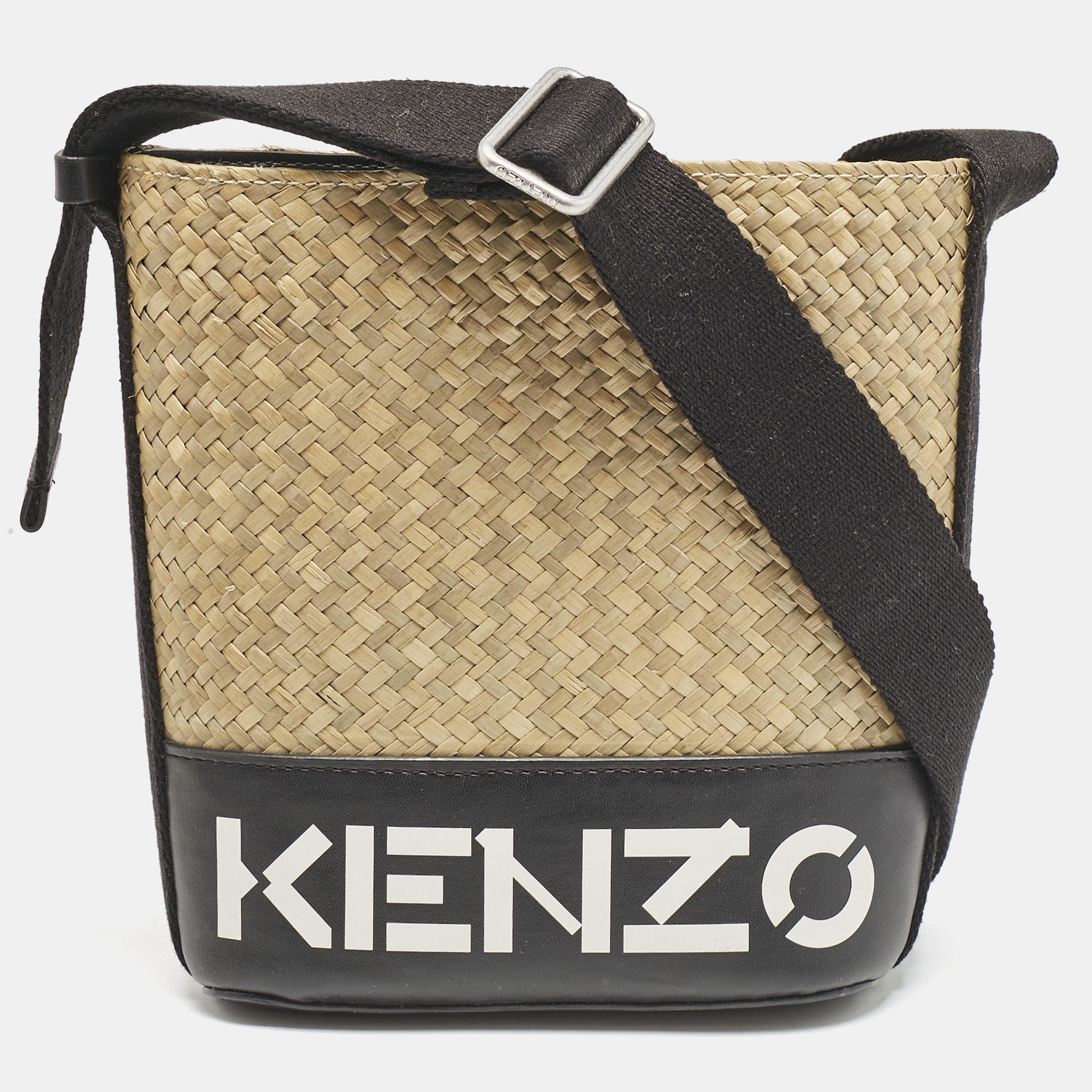 

Kenzo Black/Natural Woven Massette Bucket Bag