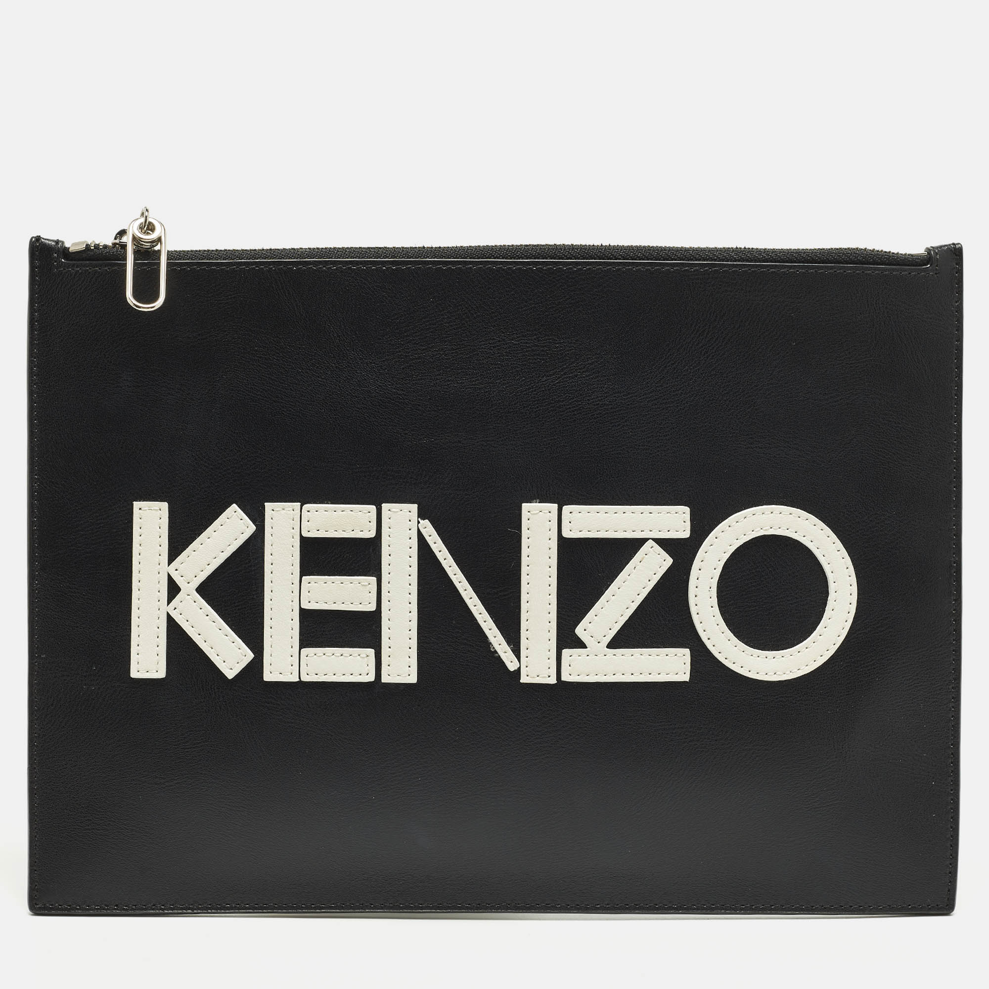 

Kenzo Logo Black/White Leather Zipped Pouch