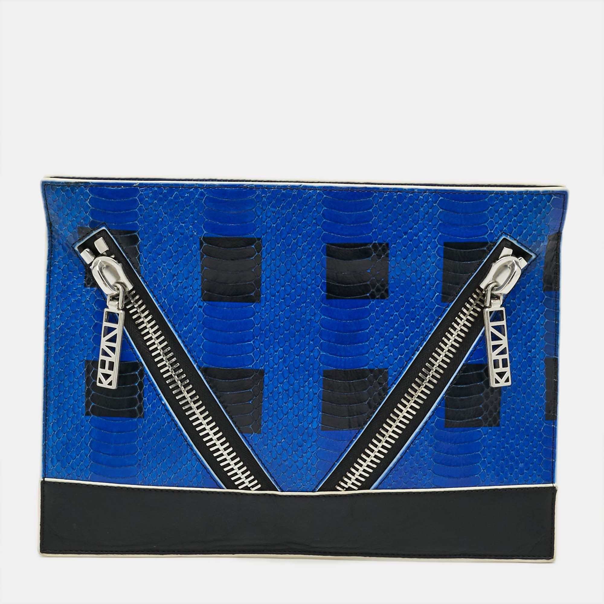 Pre-owned Kenzo Kalifornia Multicolor Python Embossed Leather Clutch