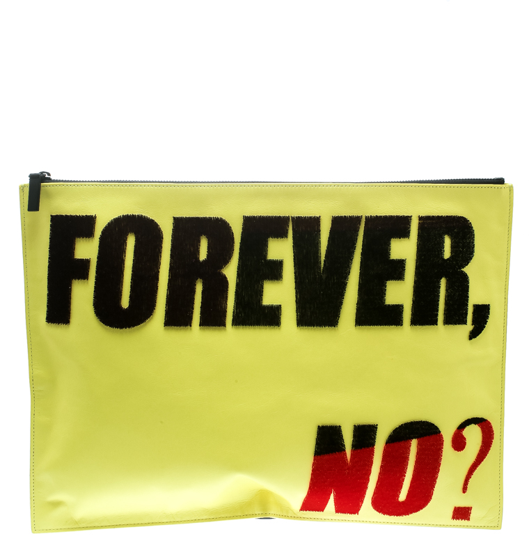 Pre Owned Kenzo Yellow Leather Oversize Forever No Clutch