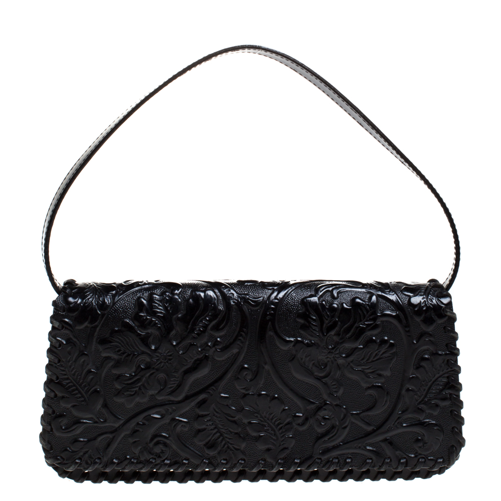 Pre Owned Kenzo Black Patent Leather Pochette Bag