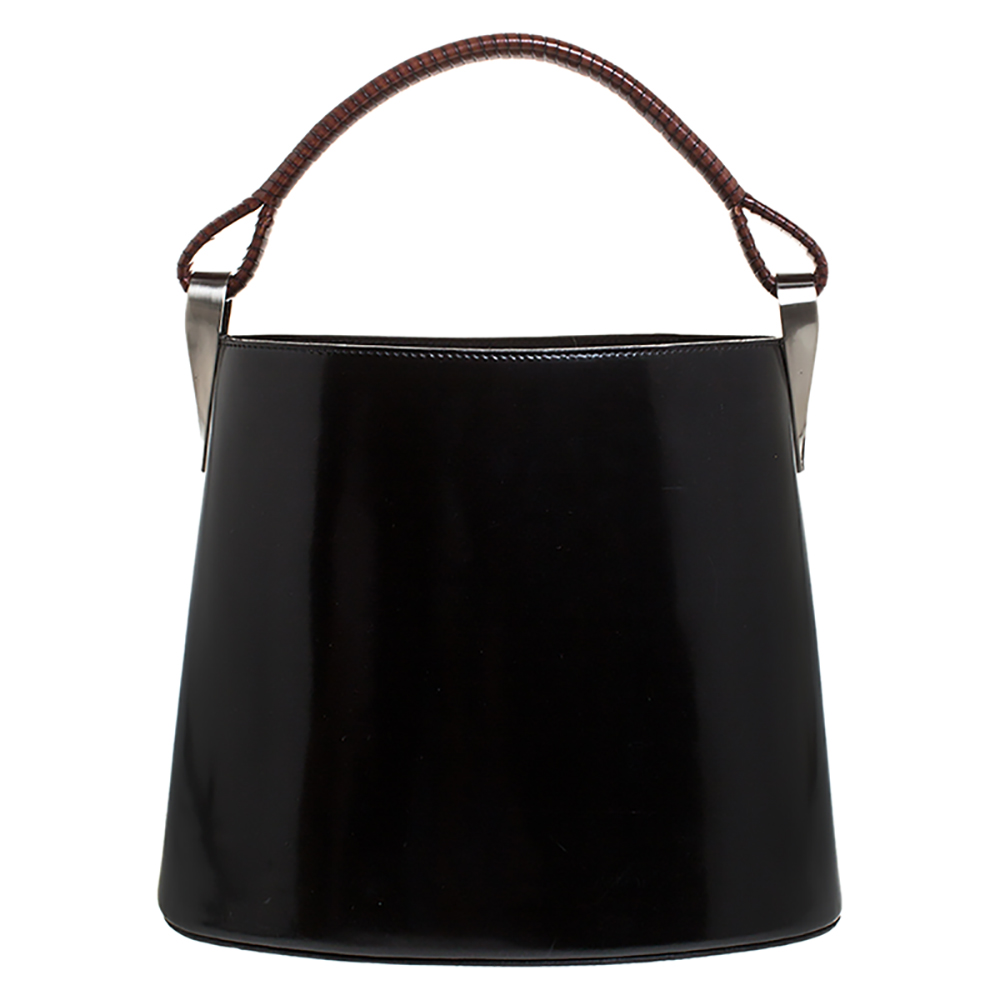 Pre-owned Kenzo Black Patent Leather Pagodon Bucket Bag | ModeSens
