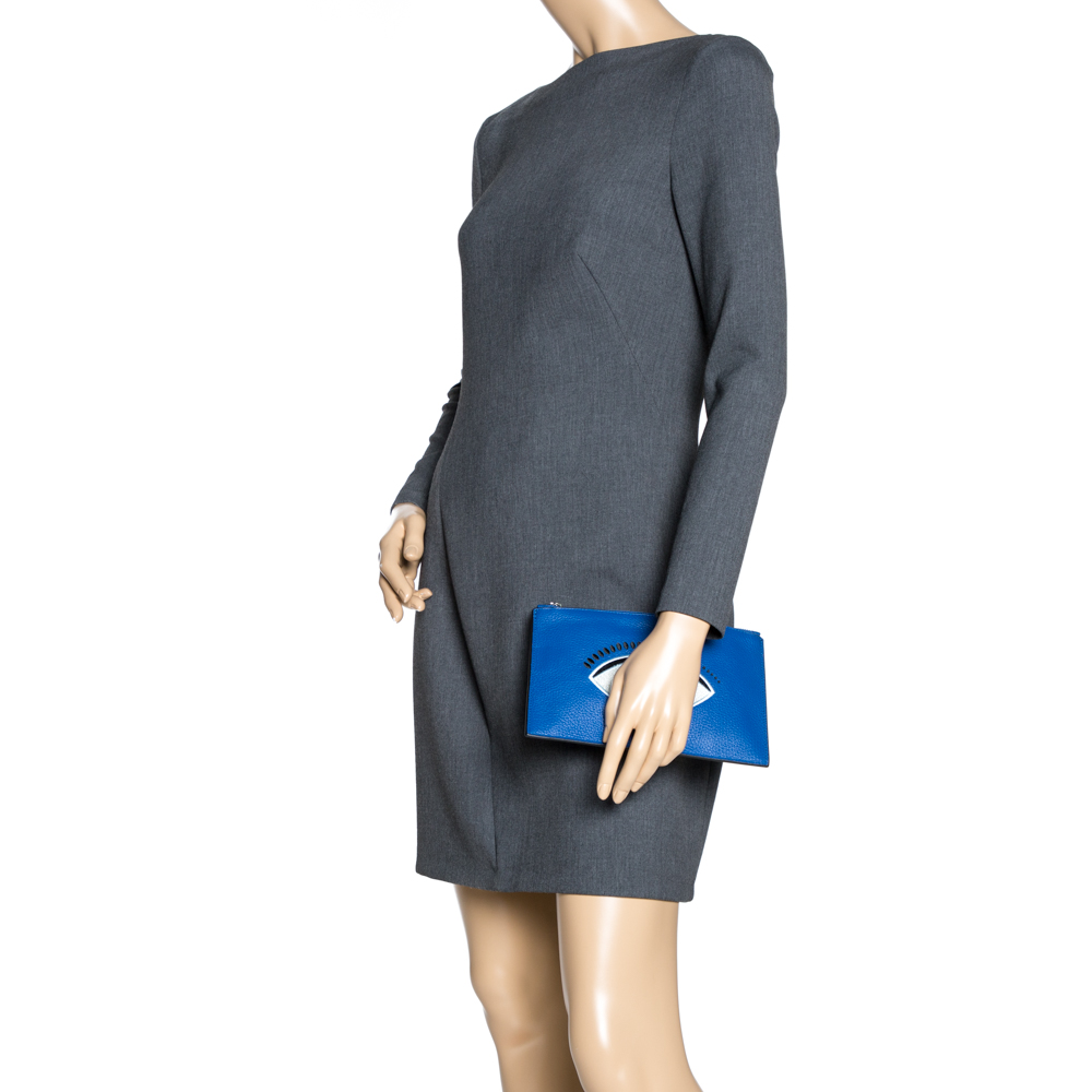 

Kenzo Blue Eye Leather Zip Clutch
