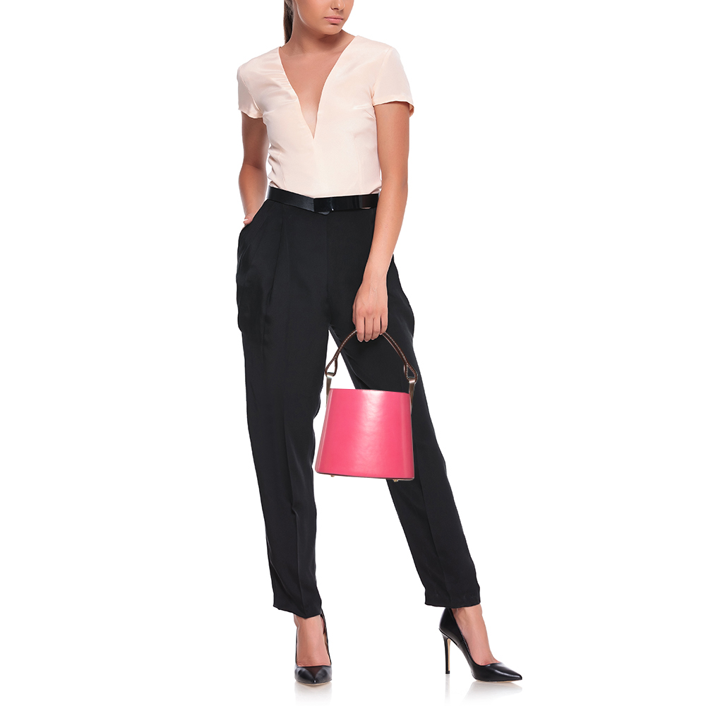 

Kenzo Pink Glazed Leather Pagodon Bucket Bag