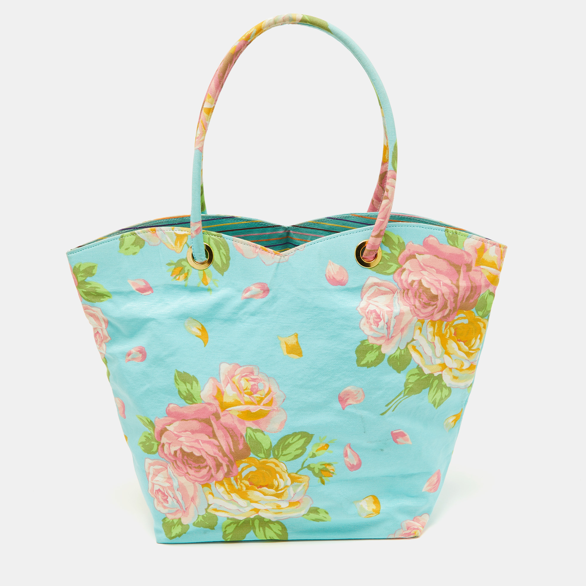 Pre-owned Kenzo Multicolor Floral Print Canvas Open Tote