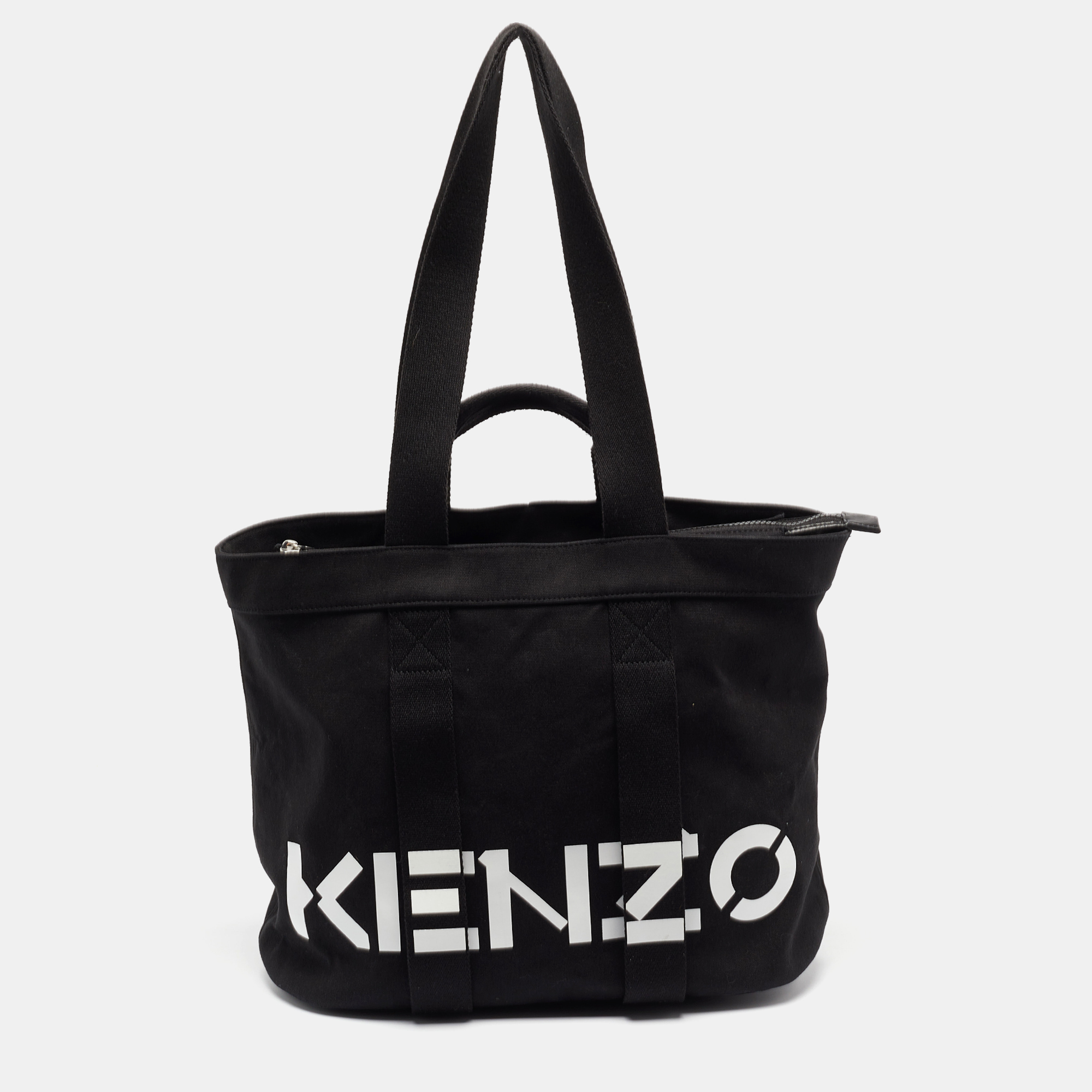 

Kenzo Black/White Canvas Logo Shopper Tote