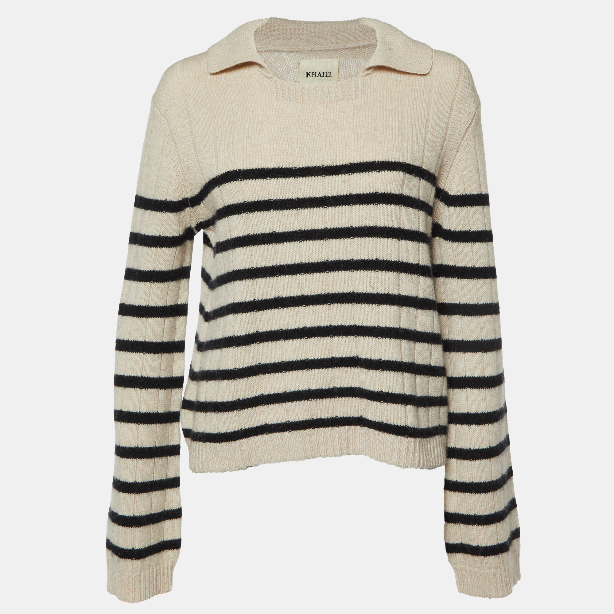 

Khaite Beige Stripe Cashmere Sweater M